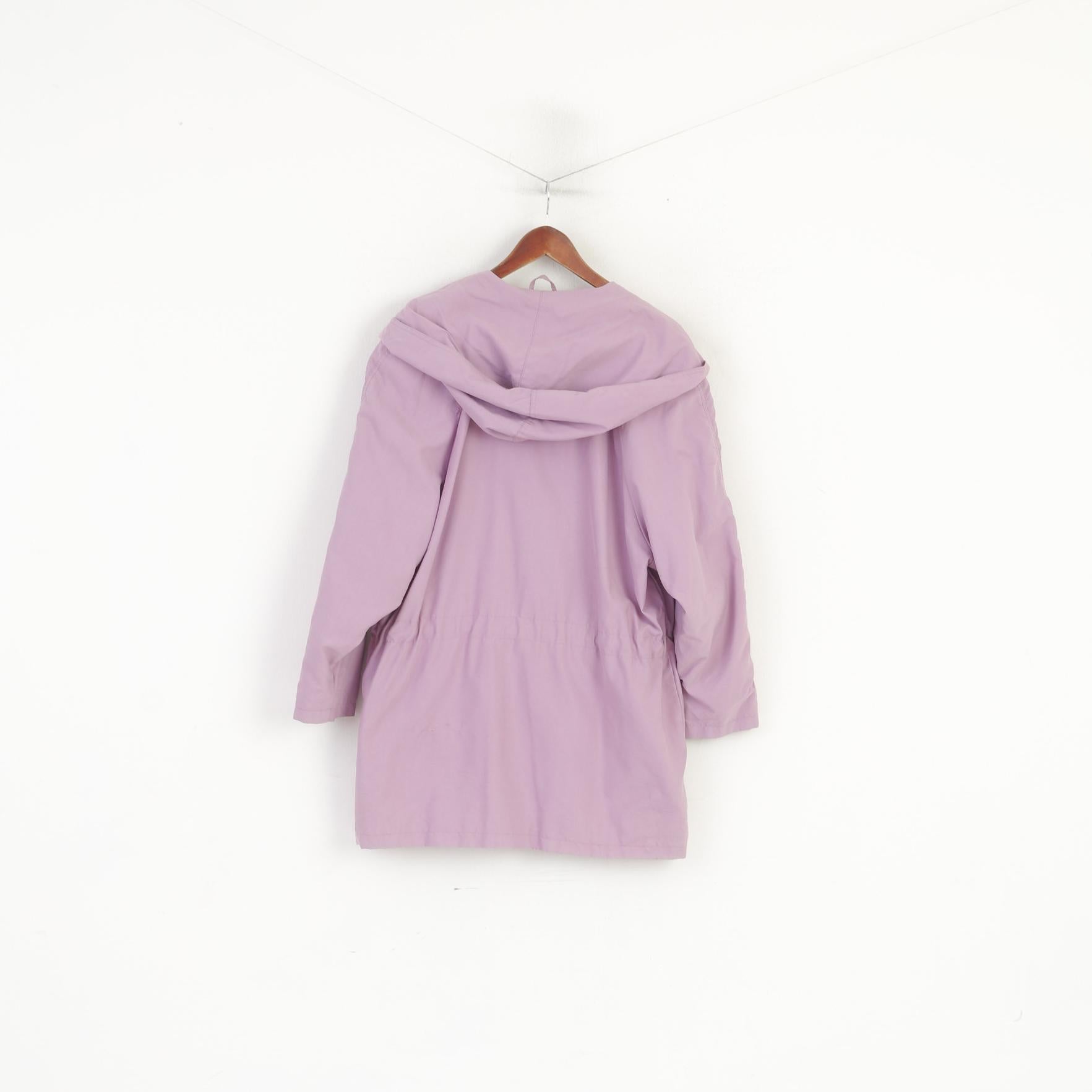 Vintage Femmes 38 M Veste Violet Micro Faser Épaulettes À Capuche Haut Rétro