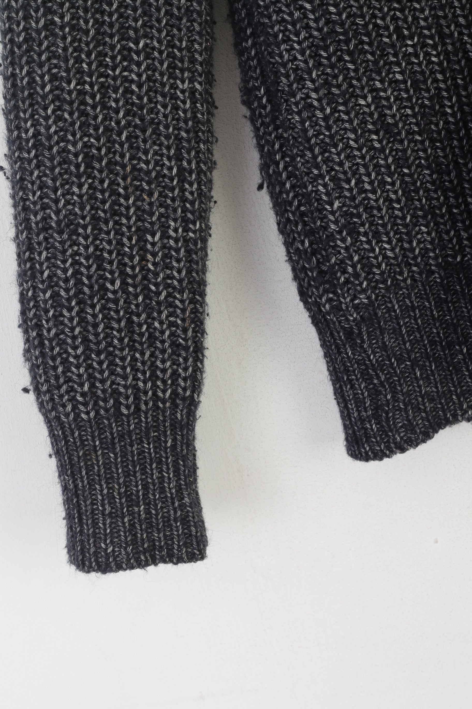 AllSaints Hommes XS Cardigan Marine Coton Tricot Style Stanmer Boutons Détaillés Pull