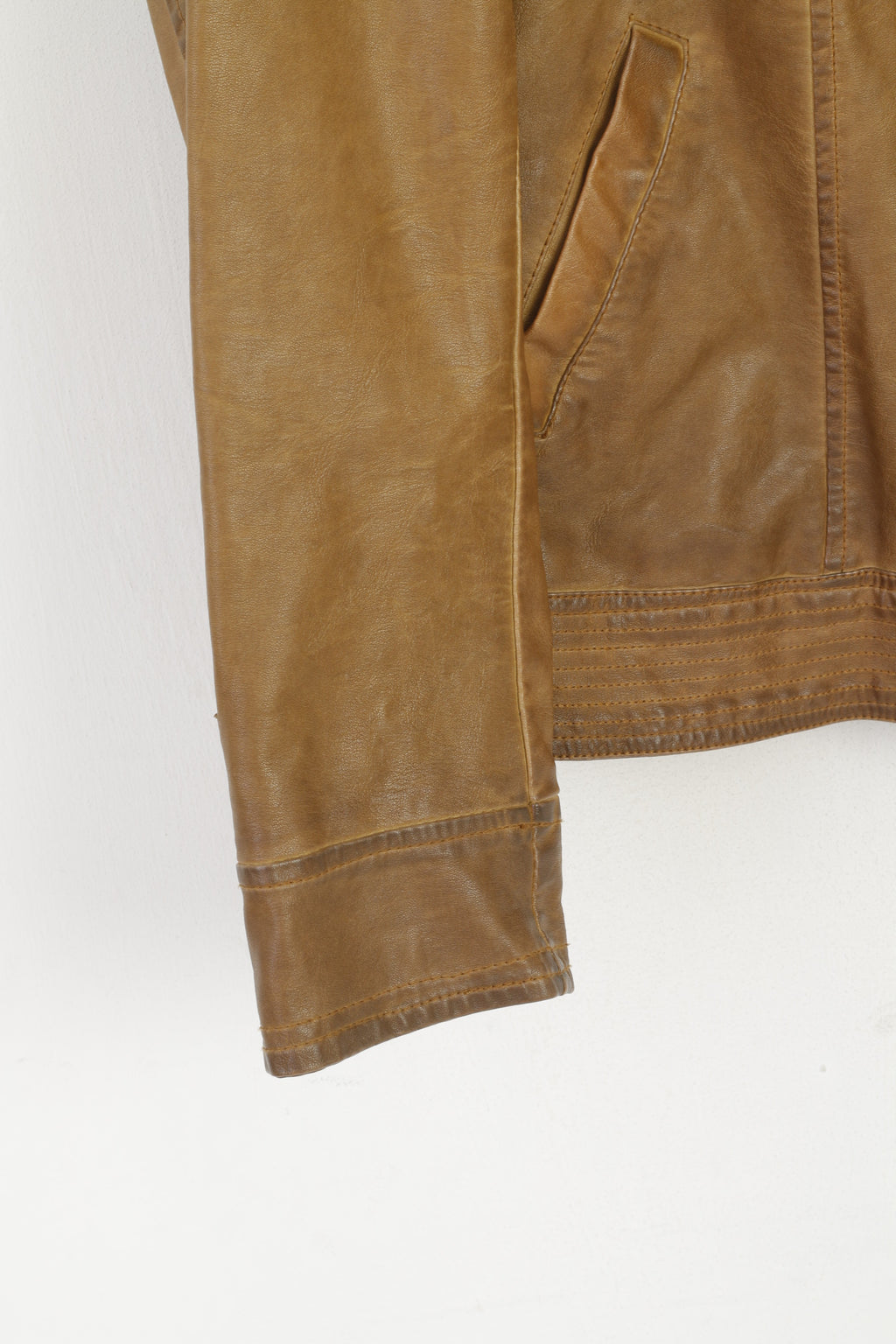 Z-One Femme 40 M Veste Marron Polyuréthane Zippé Style Motard Haut