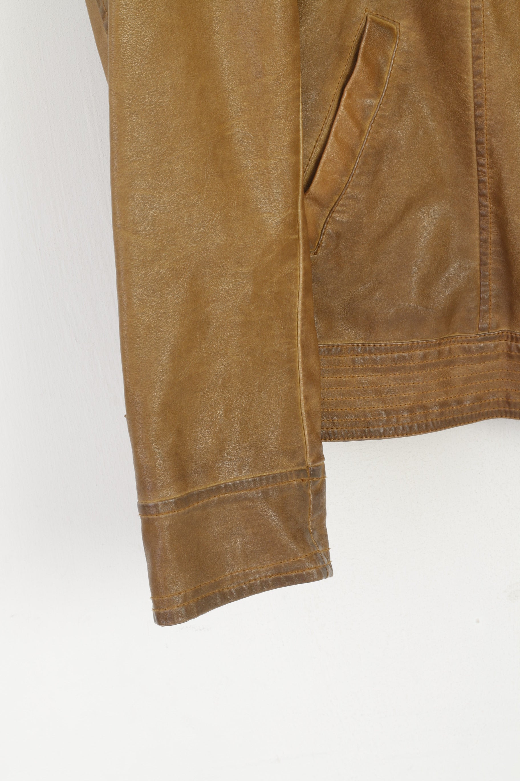 Z-One Femme 40 M Veste Marron Polyuréthane Zippé Style Motard Haut