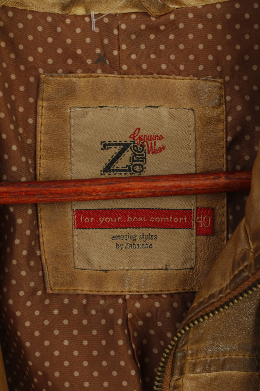 Z-One Femme 40 M Veste Marron Polyuréthane Zippé Style Motard Haut
