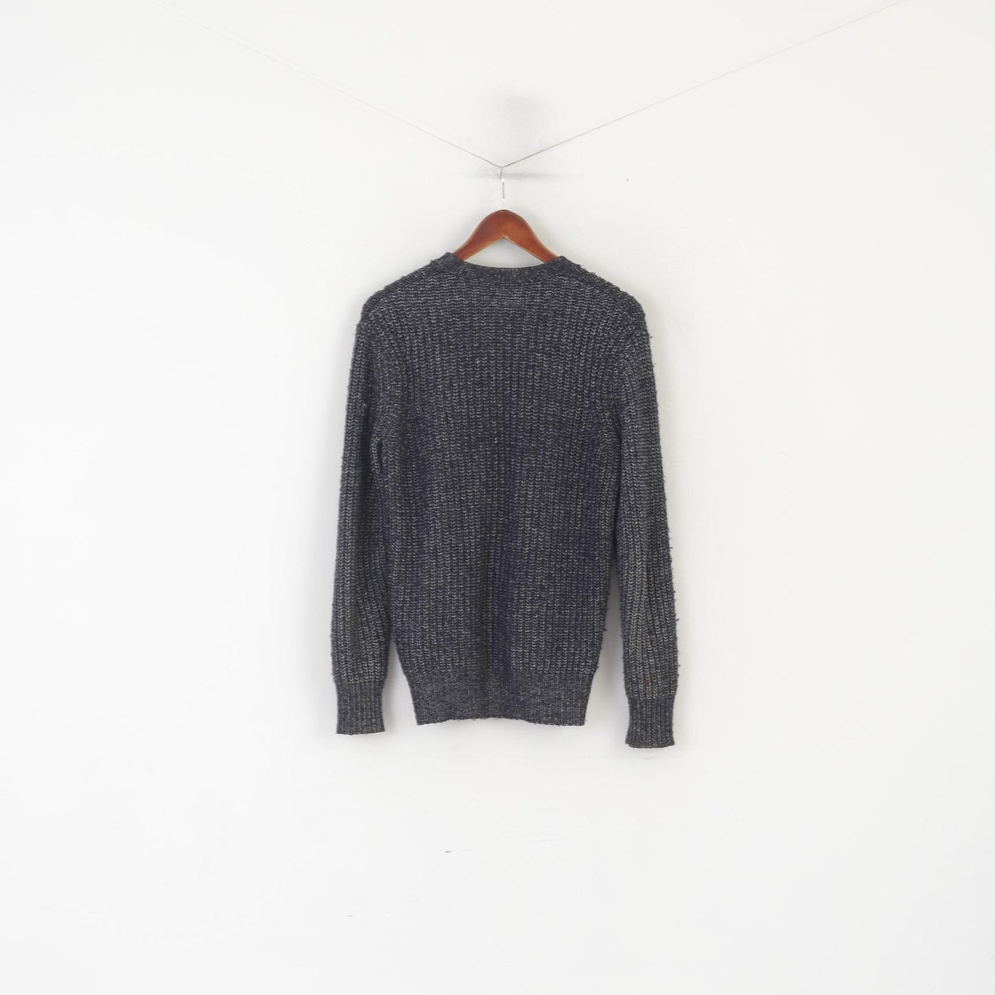AllSaints Hommes XS Cardigan Marine Coton Tricot Style Stanmer Boutons Détaillés Pull