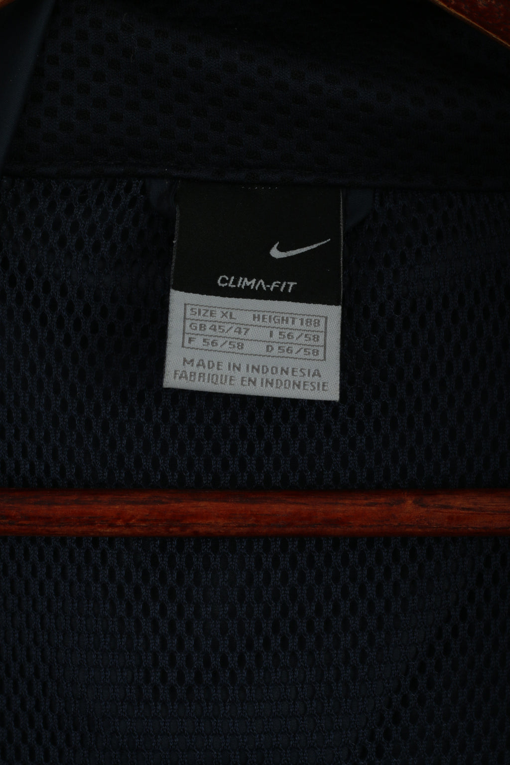 Nike Men XL 188 Jacket Navy Clima Fit Lightweight England Rugby Full Zipper Hood Top