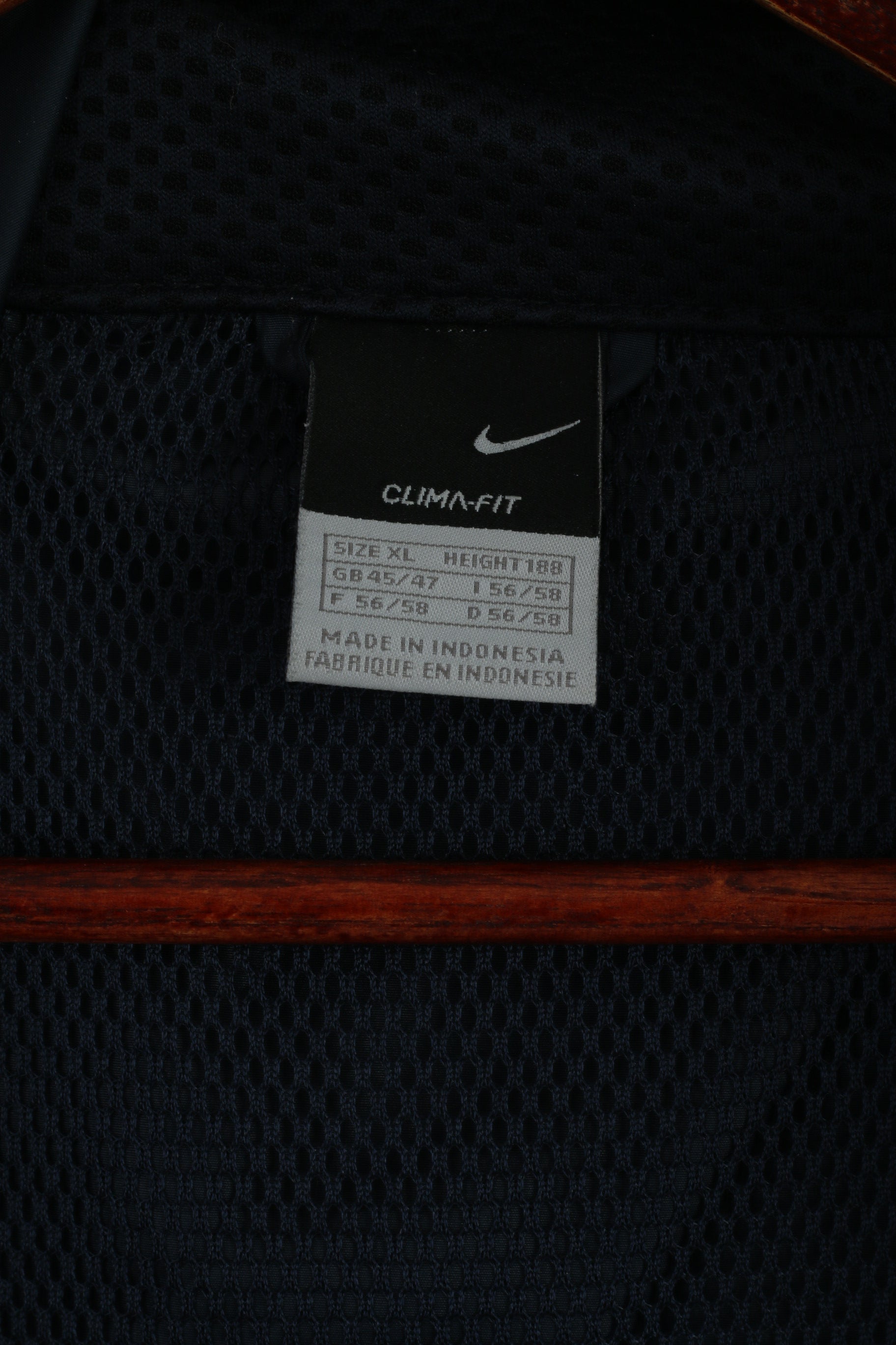 Nike Men XL 188 Jacket Navy Clima Fit Lightweight England Rugby Full Zipper Hood Top