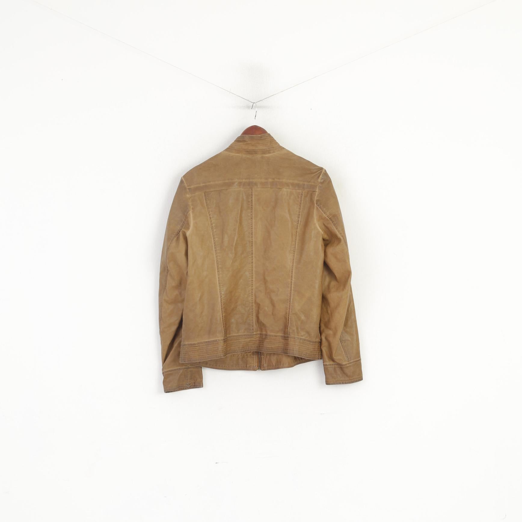Z-One Femme 40 M Veste Marron Polyuréthane Zippé Style Motard Haut
