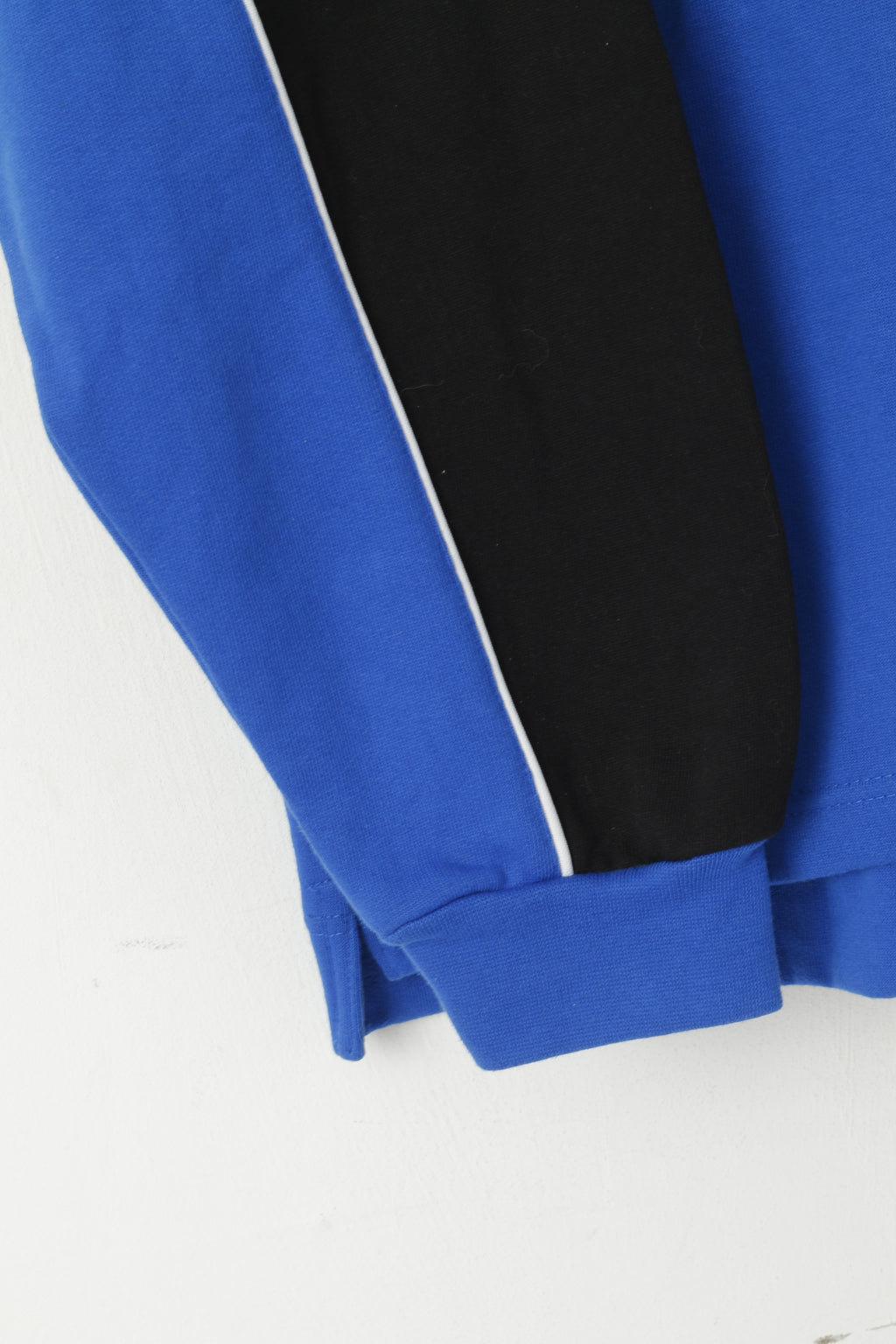 Pro Line Men XL Sweatshirt Bleu Coton Zip Neck Sportswear Rétro Années 90 Top