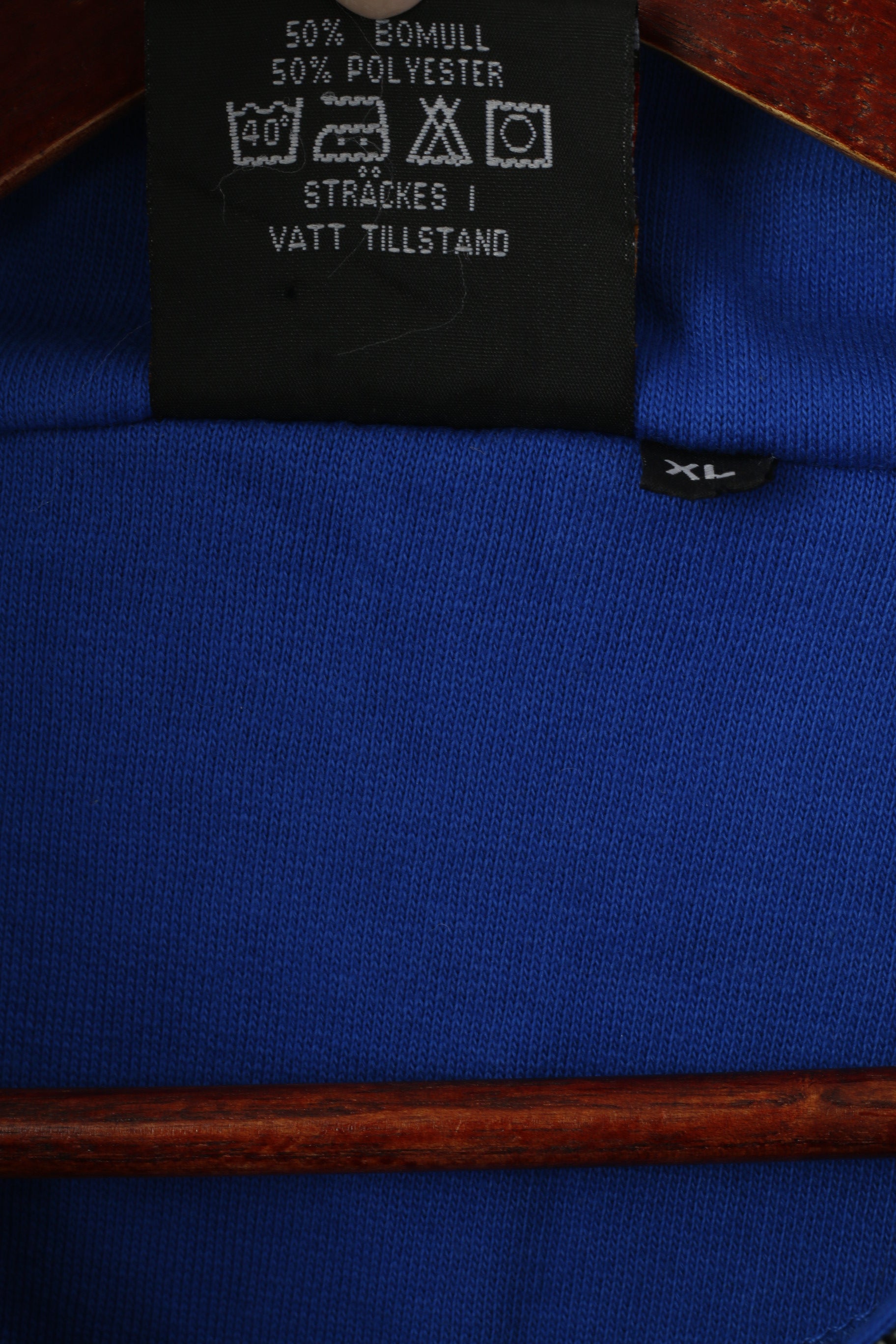 Pro Line Men XL Sweatshirt Bleu Coton Zip Neck Sportswear Rétro Années 90 Top