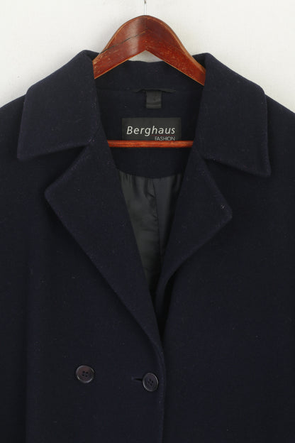 Berghaus Fashion Women XL Coat Navy Wool Cashmere Long Vintage Double Breasted