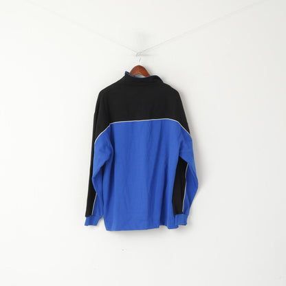 Pro Line Men XL Sweatshirt Blue Cotton Zip Neck Sportswear Retro 90s Top