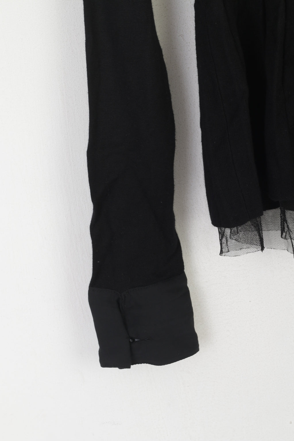 Twelve by Twelve Women XS Jumper Black Viscose Full Zipper Tulle Cardigan