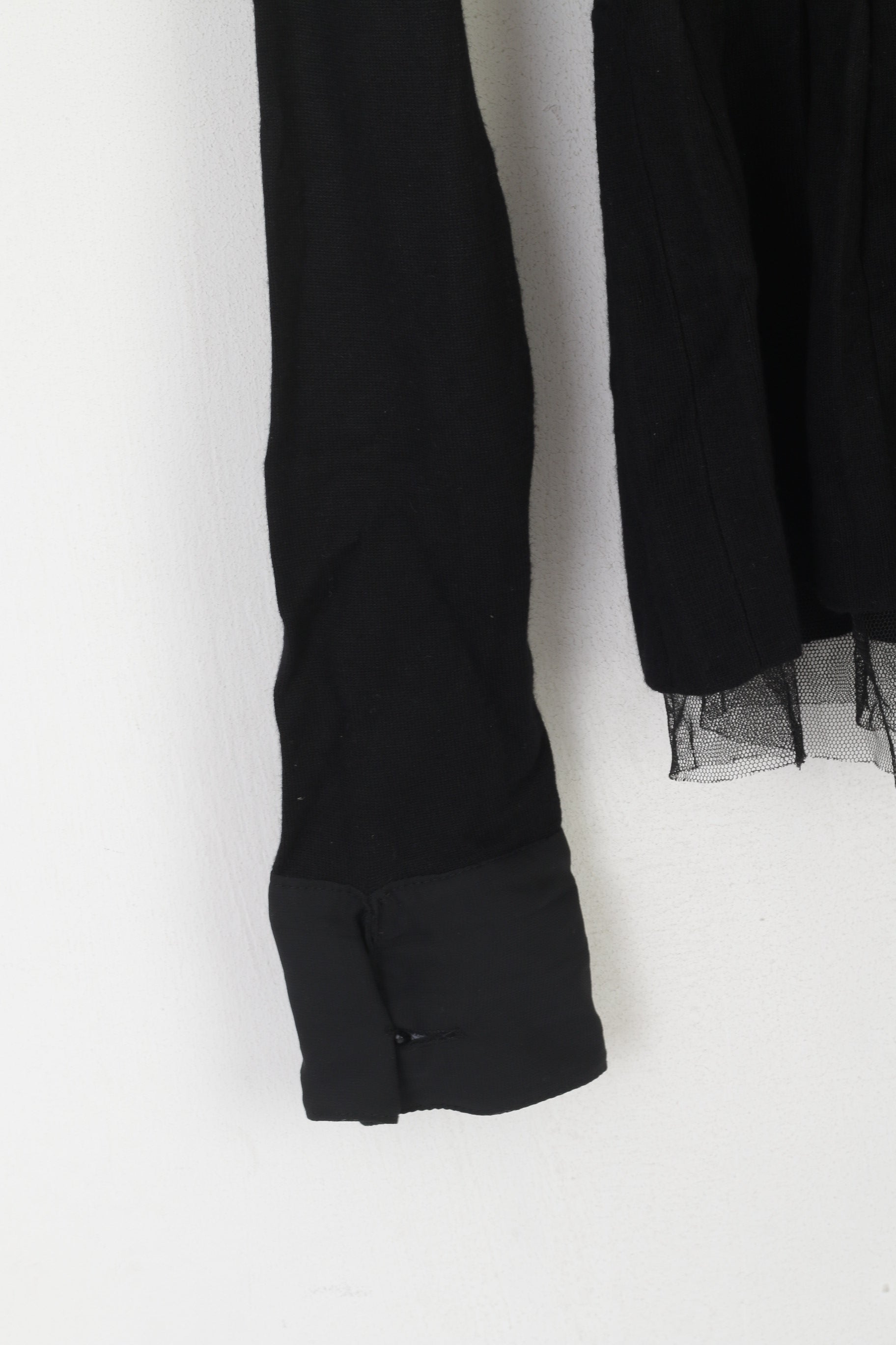 Twelve by Twelve Women XS Jumper Black Viscose Full Zipper Tulle Cardigan