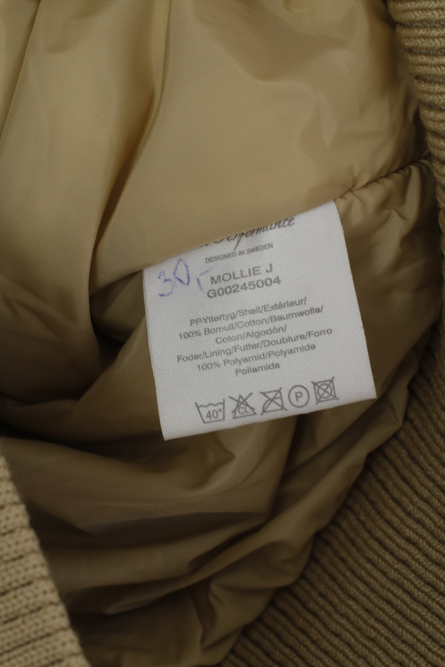 Giacca da donna M Peak Performance Bomber in cotone beige Mollie J Top con cerniera intera