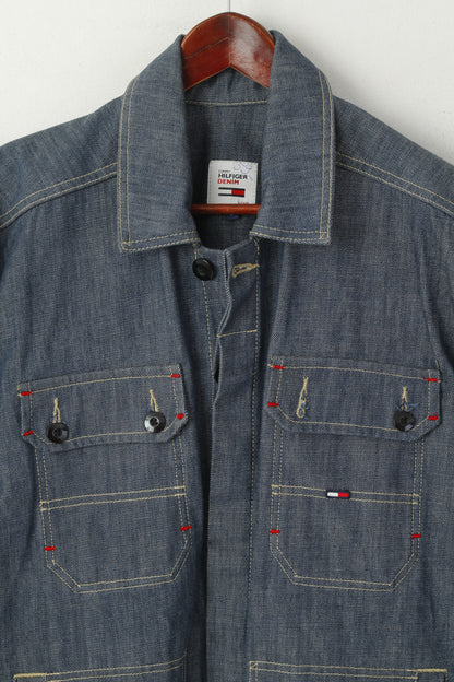 Tommy Hilfiger Denim Men S Jacket Blue Cotton Jeans East Coast Buttoned Top