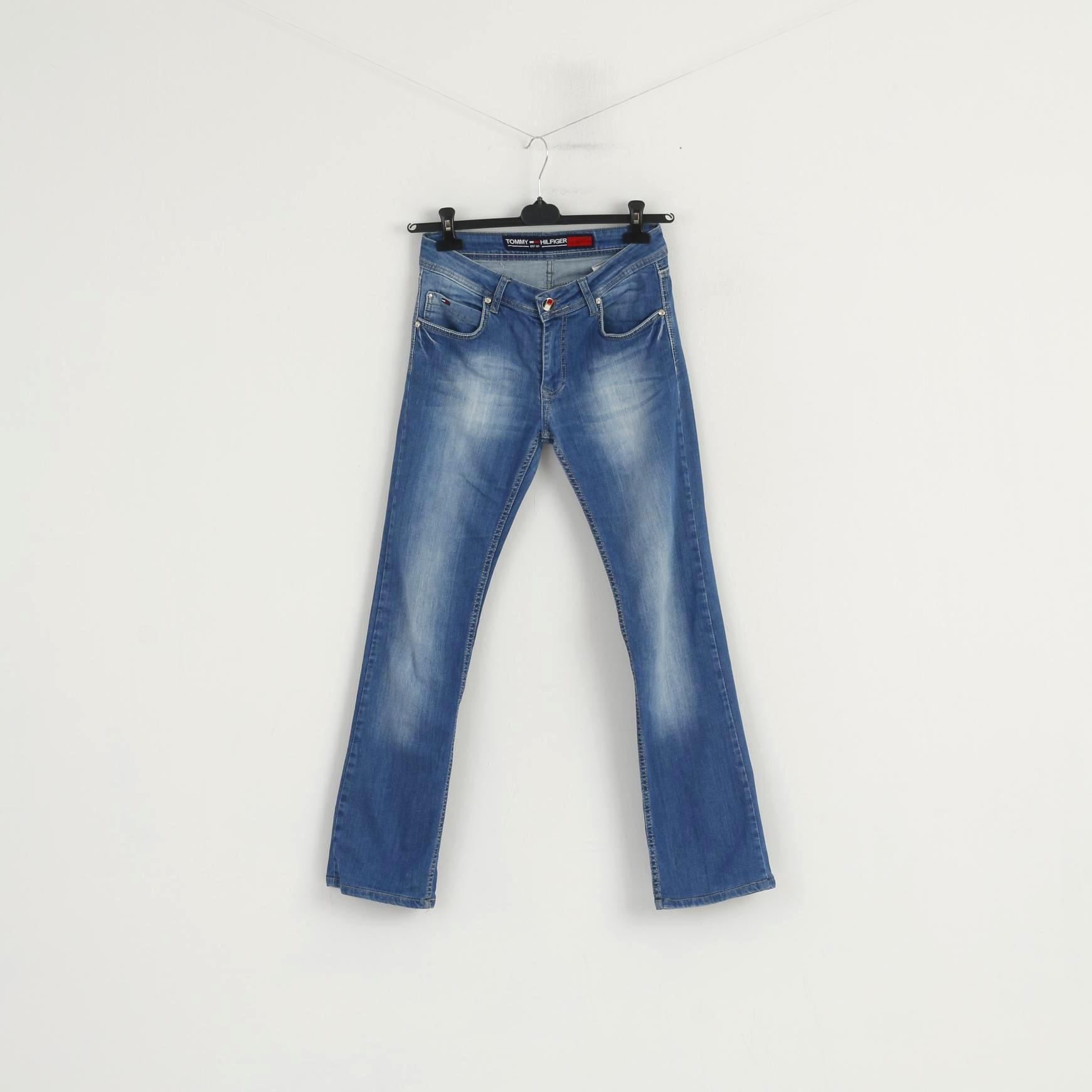 Tommy Hilfiger Women 30 Jeans Trousers Blue Cotton Straight Leg Casual Pants