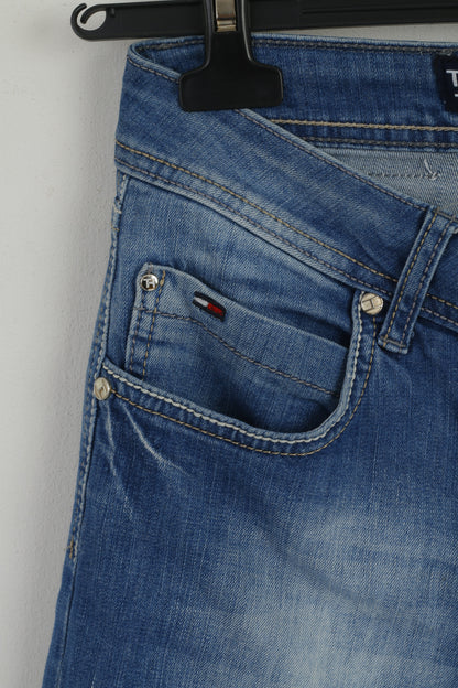 Tommy Hilfiger Femme 30 Jeans Pantalon Bleu Coton Coupe Droite Pantalon Décontracté