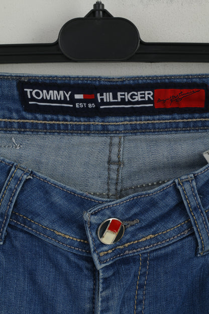 Tommy Hilfiger Femme 30 Jeans Pantalon Bleu Coton Coupe Droite Pantalon Décontracté