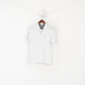 Penguin Men M Polo Blanc Coton Imprimé Boutons Détaillés Logo Haut