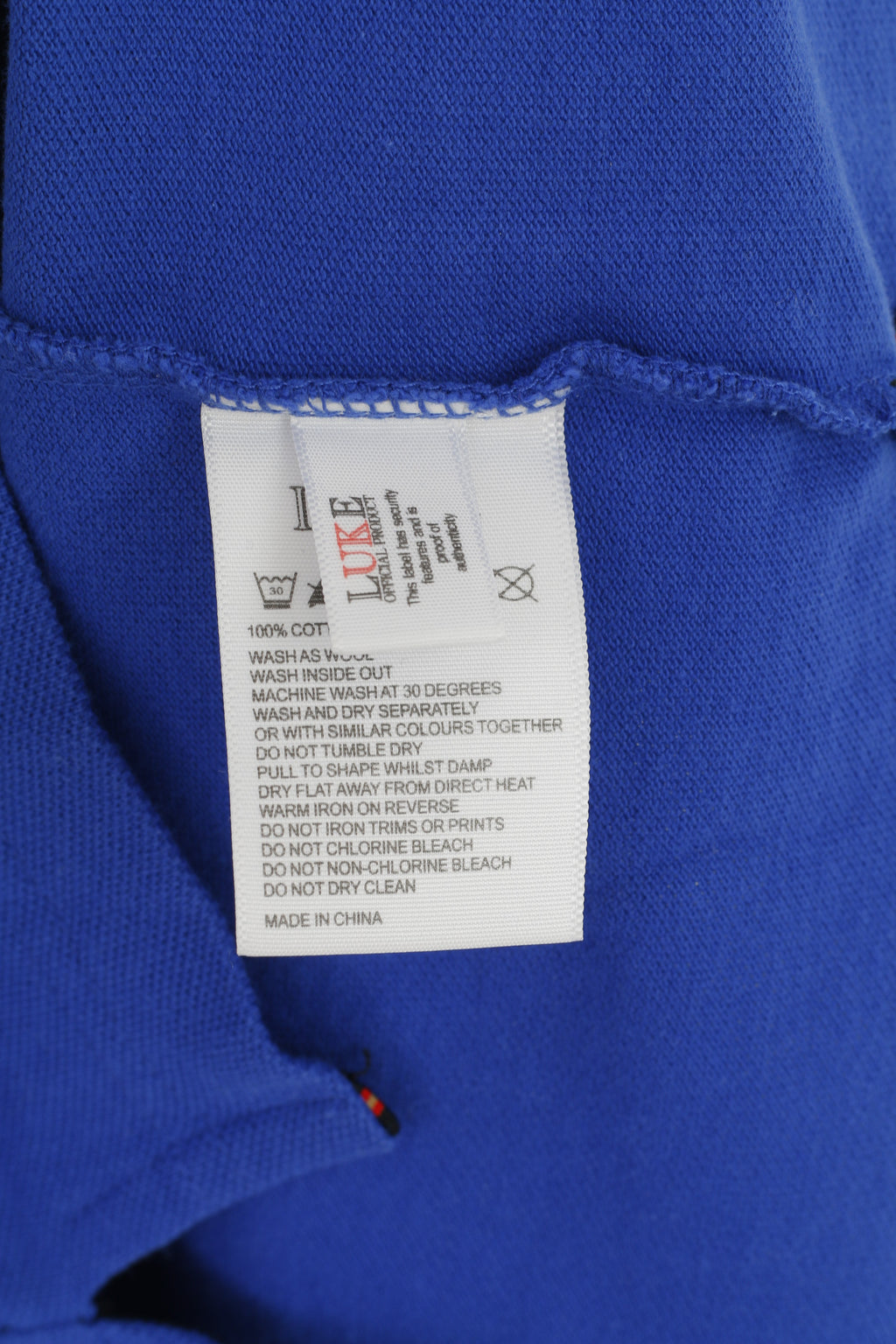 Polo United Kingdom of Luke da uomo XXL (L) blu royal in cotone a maniche lunghe