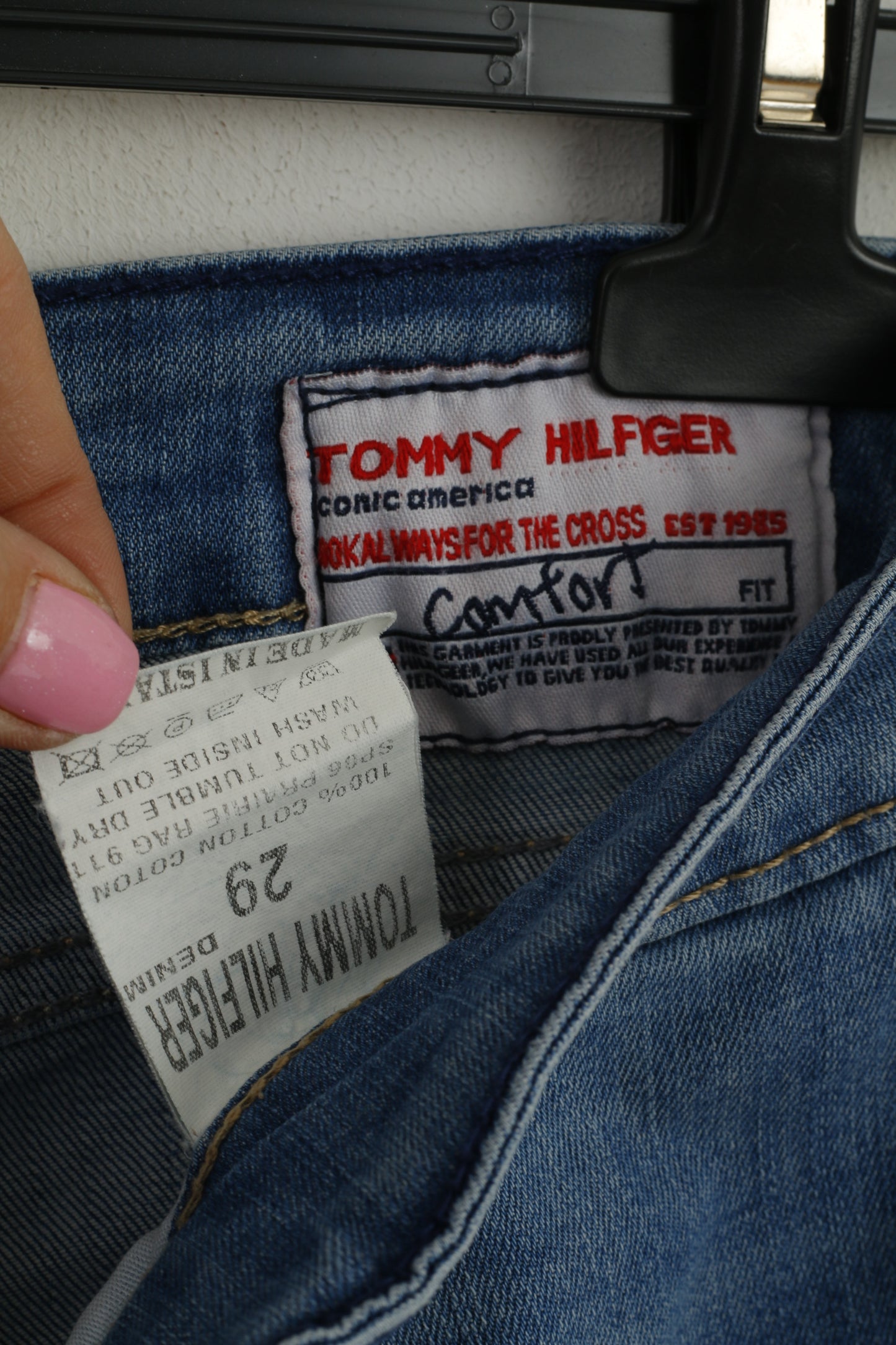 Tommy Hilfiger Women 29 Jeans Trousers Blue Cotton Straight Leg Comfort Pants