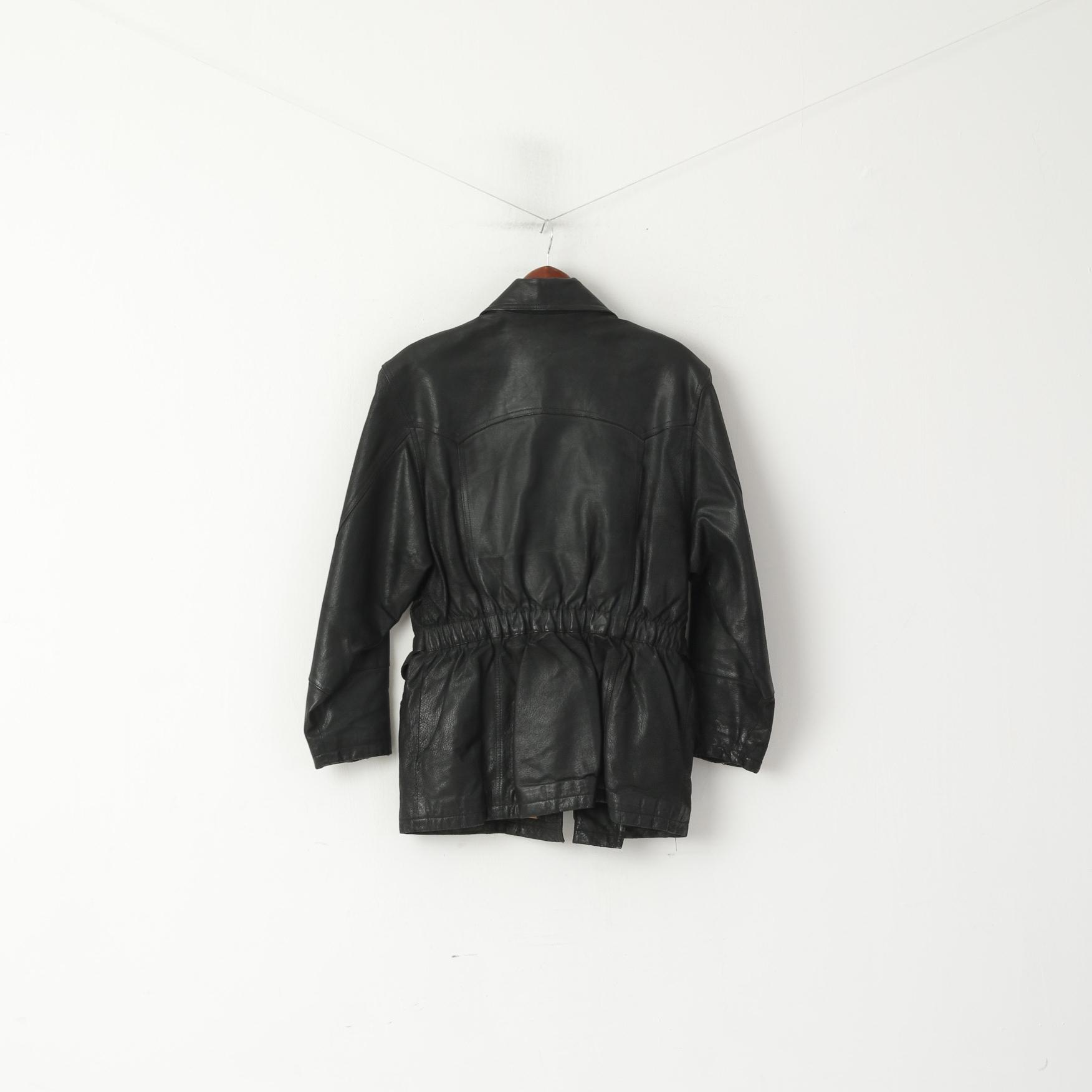 Rossetti Women 38 M Jacket Black Pig Leather Ramones Vintage Heavy Full Zipper Top