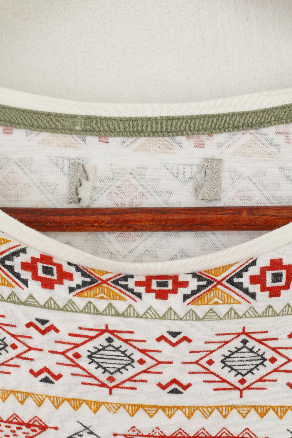 Camicia Springfield da uomo XL Top estivo in cotone con grafica azteca bianca