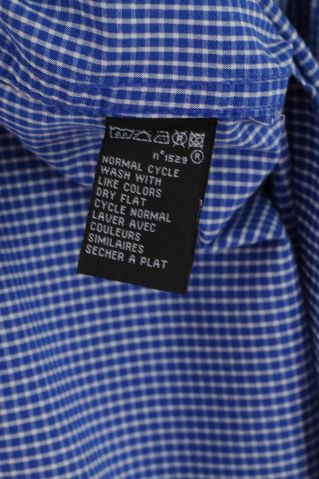 Polo Jeans Co. Ralph Lauren Mens XL (XXL) Casual Shirt Blue Check Cotton Long Sleeve Top