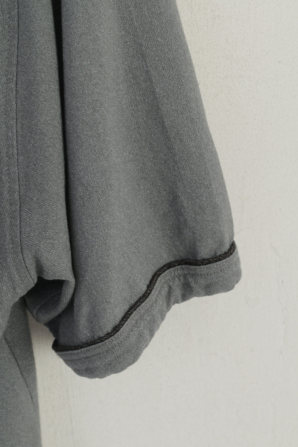 Portobello's Men L Polo Shirt Gray Vintage Plain Viscose Zip Neck Italy Top