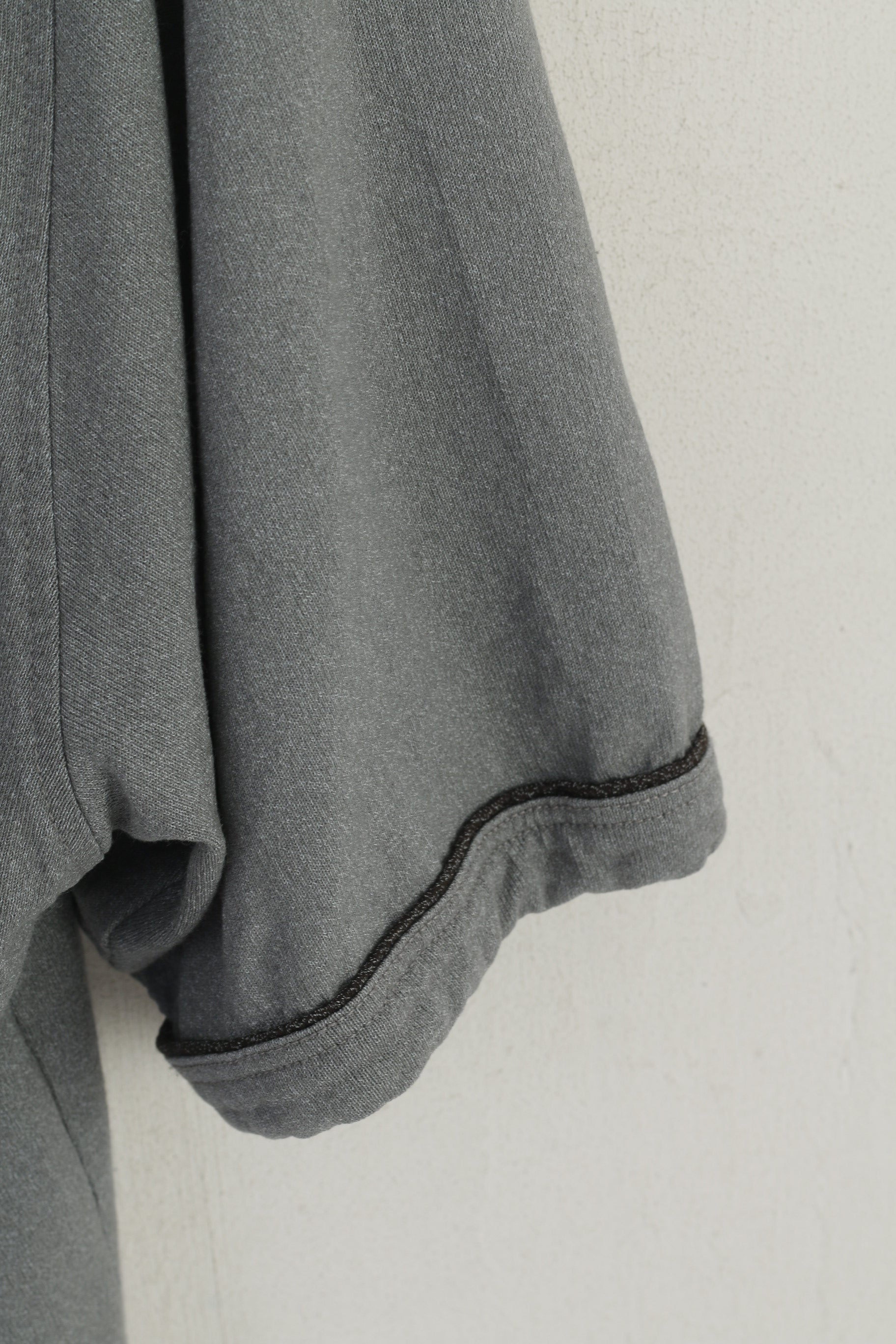 Portobello's Men L Polo Shirt Gray Vintage Plain Viscose Zip Neck Italy Top