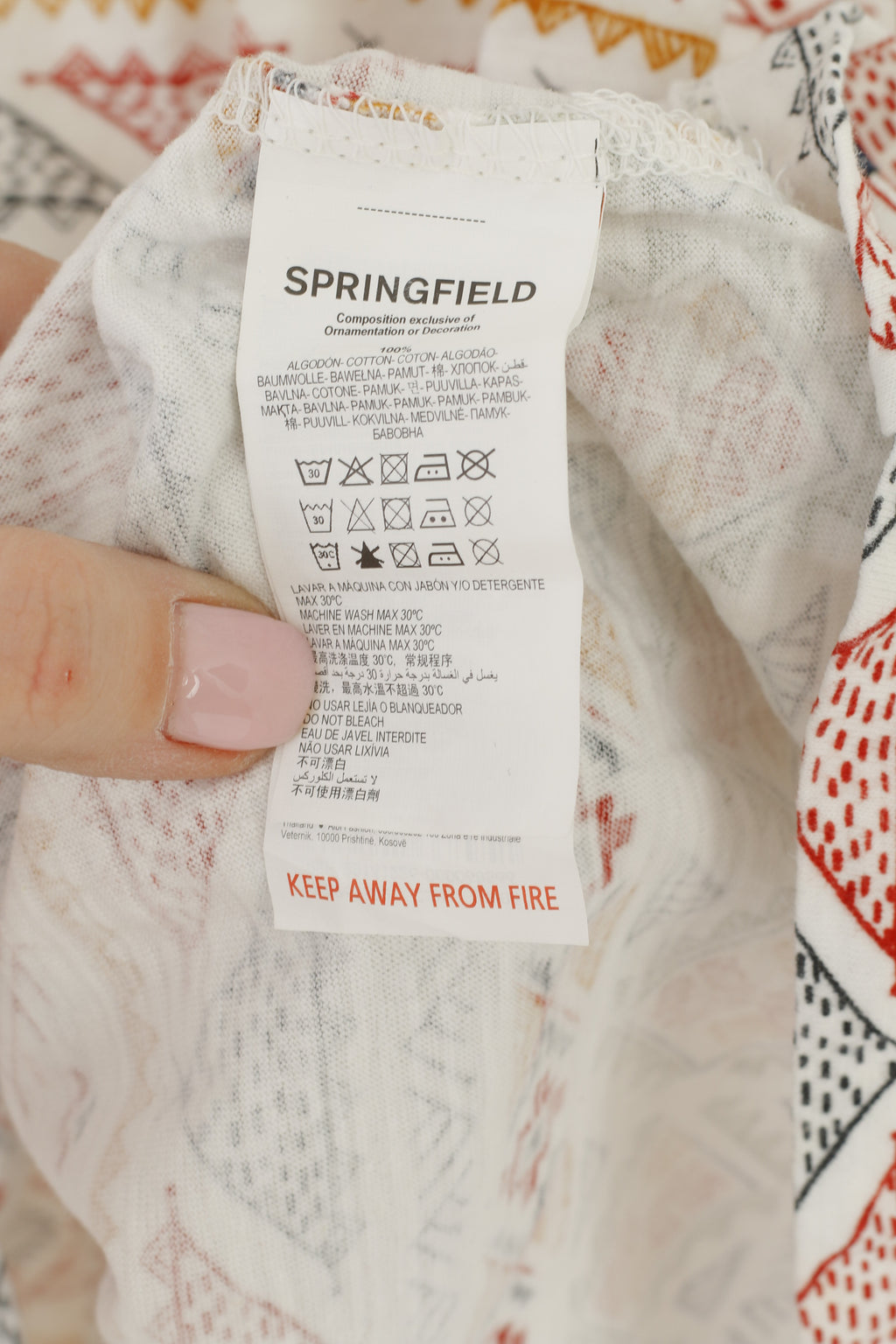 Camicia Springfield da uomo XL Top estivo in cotone con grafica azteca bianca