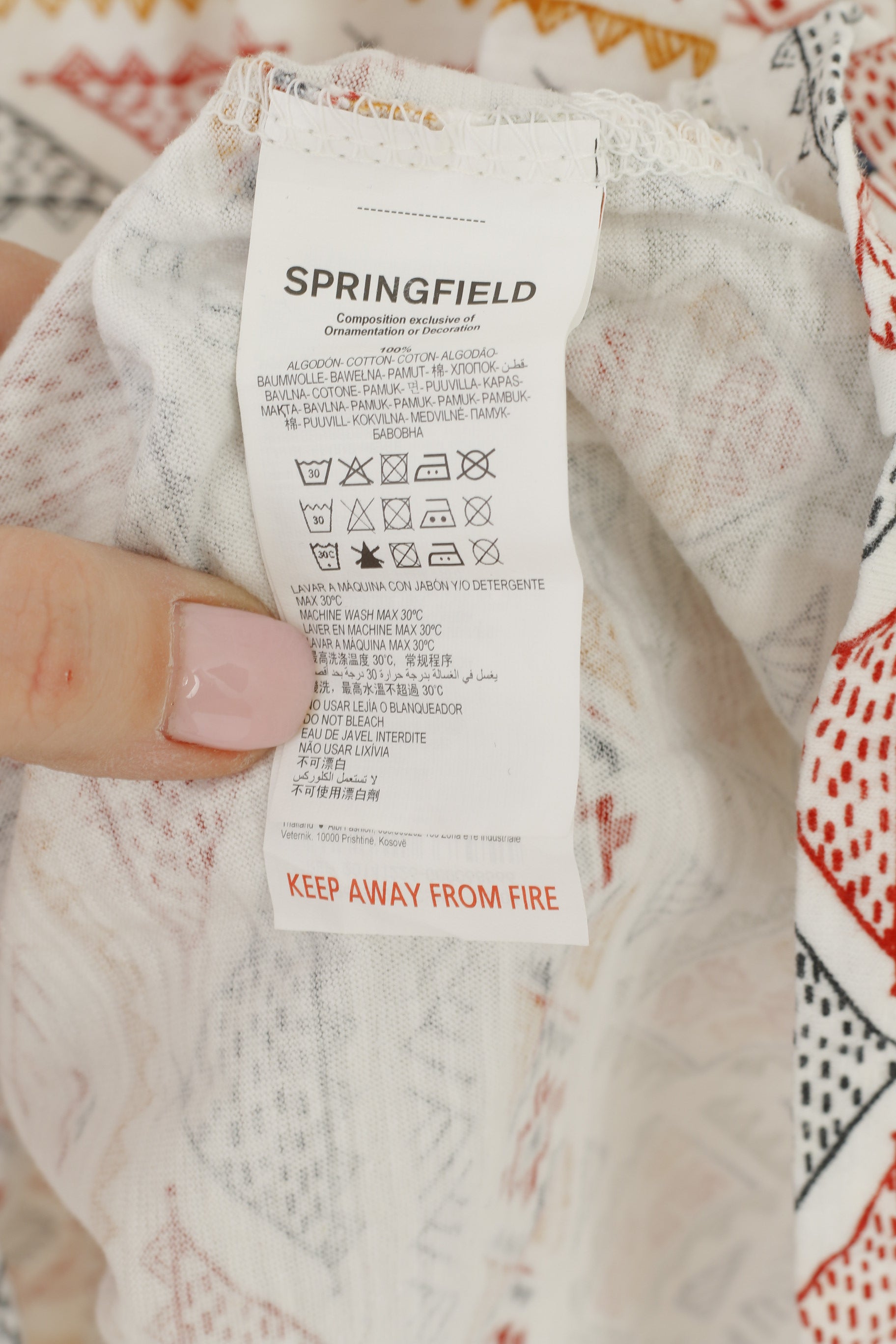 Camicia Springfield da uomo XL Top estivo in cotone con grafica azteca bianca