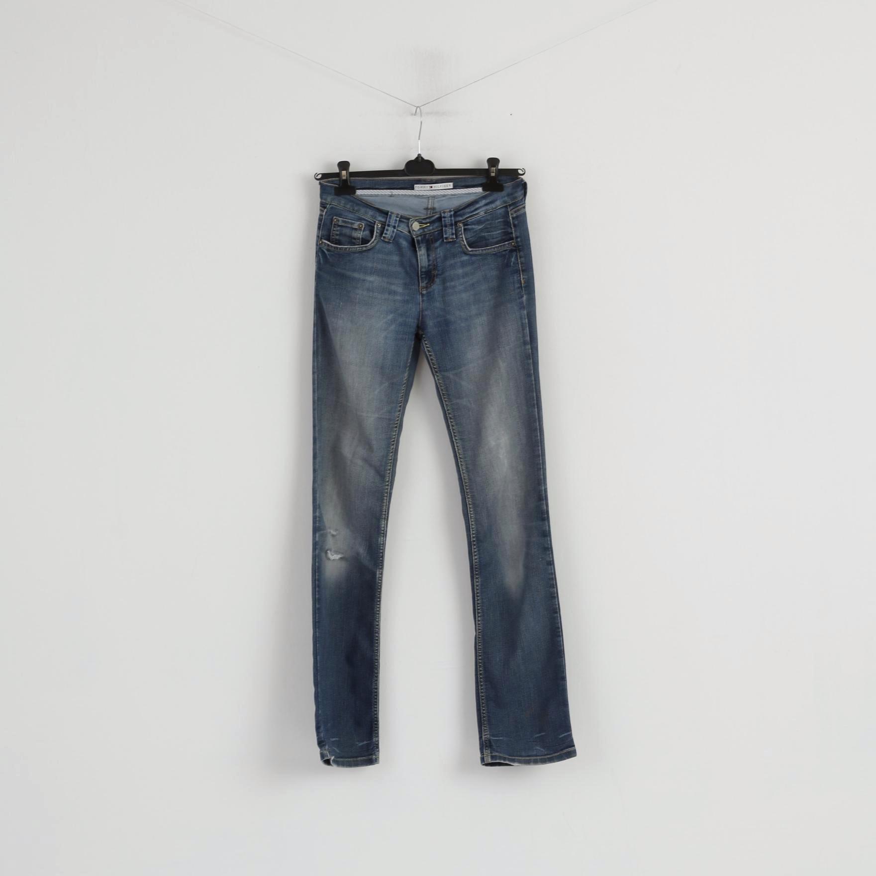 Tommy Hilfiger Women 29 Jeans Trousers Navy Cotton Straight Leg Stretch Pants