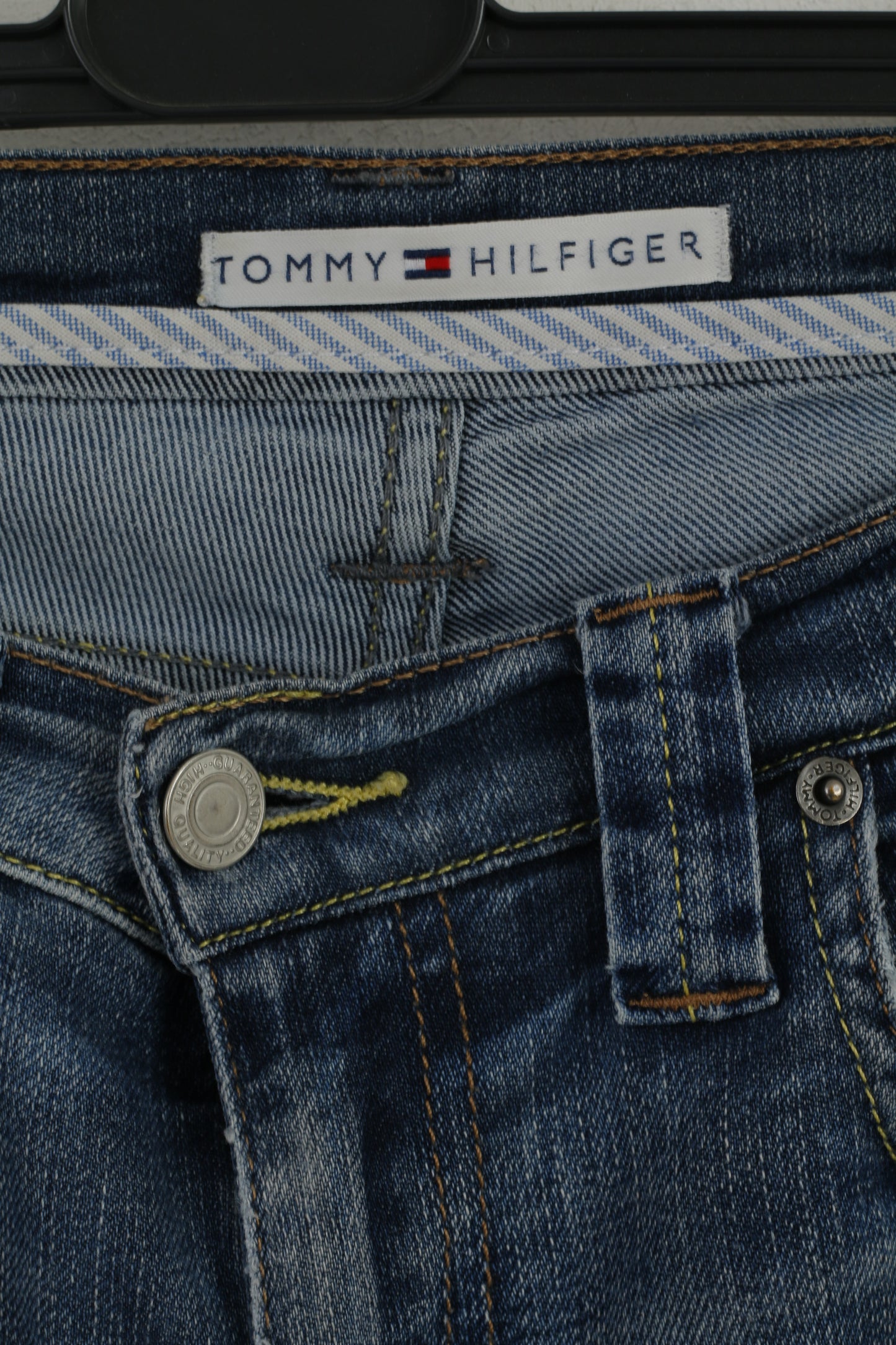 Tommy Hilfiger Femme 29 Jeans Pantalon Bleu Marine Pantalon Droit en Coton Stretch