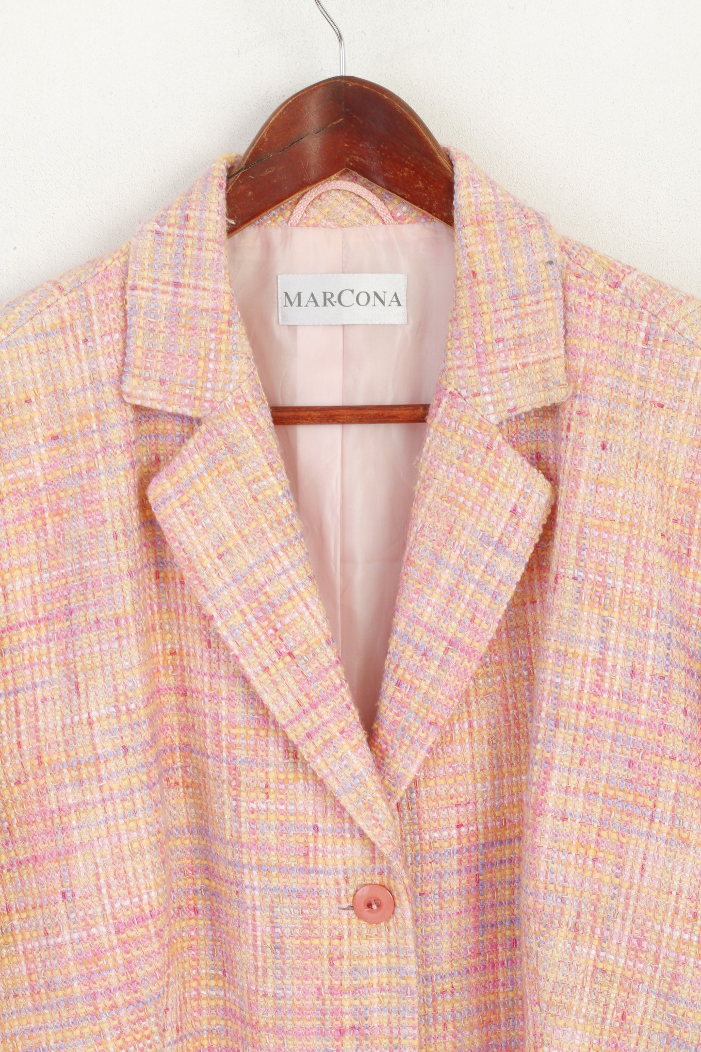 Marcona Women XXL Blazer Pink Pastel Vintage Single Breasted Shoulder Pads Jacket