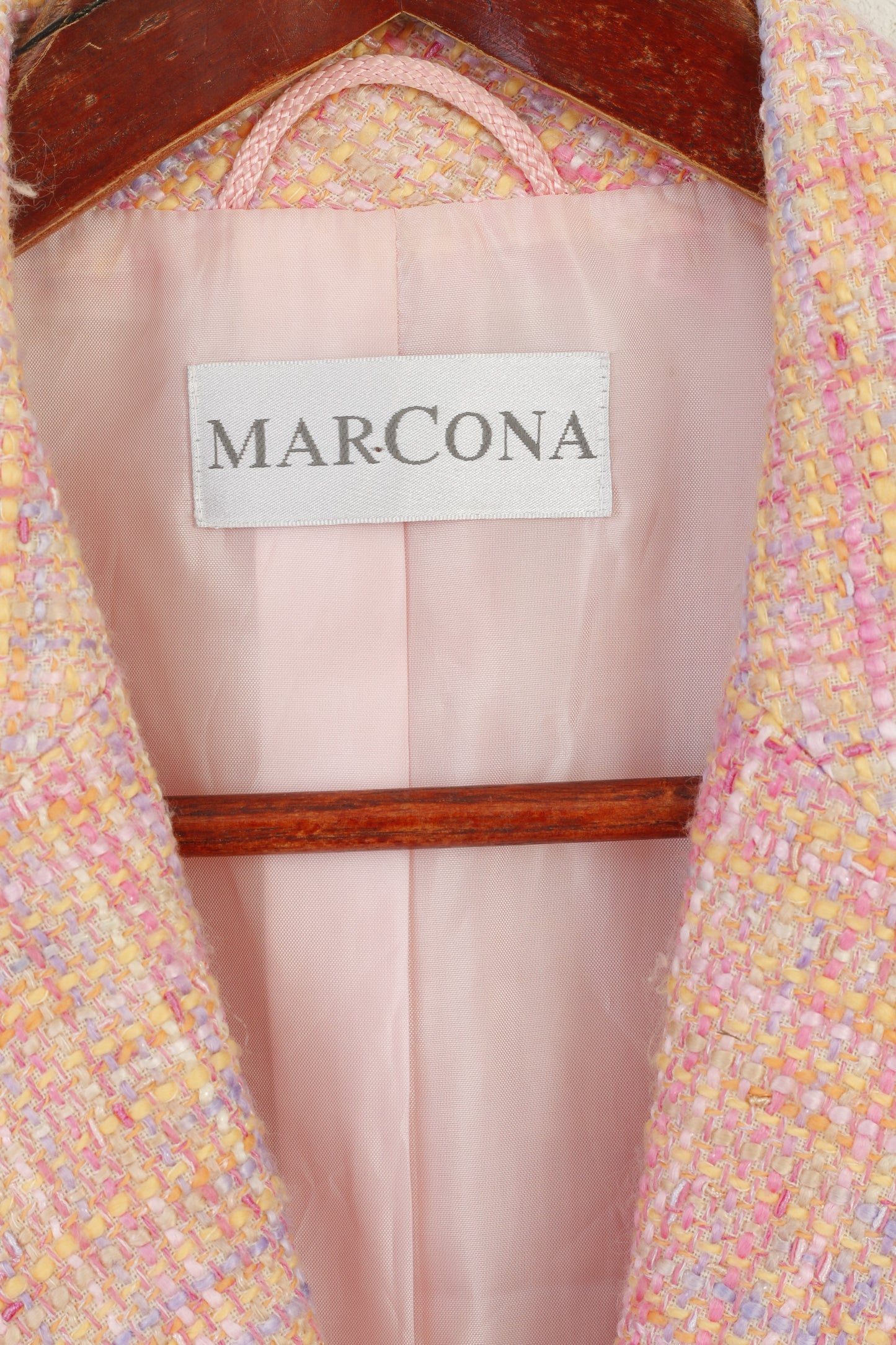 Marcona Femmes XXL Blazer Rose Pastel Vintage Simple Boutonnage Épaulettes Veste