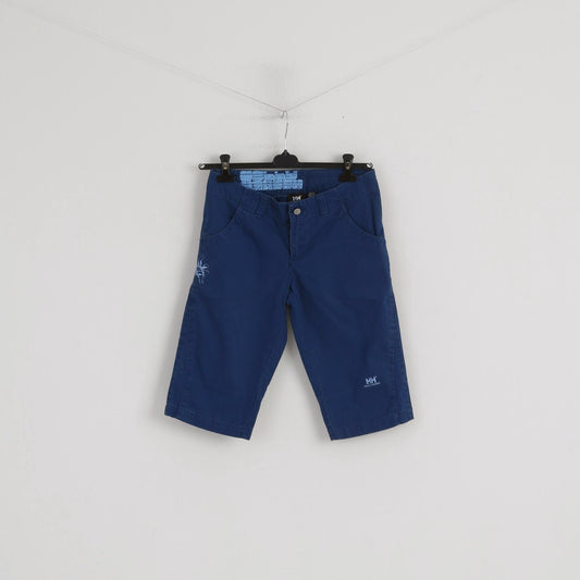Pantaloncini da donna Helly Hansen Bermuda Capri ricamati in cotone blu scuro