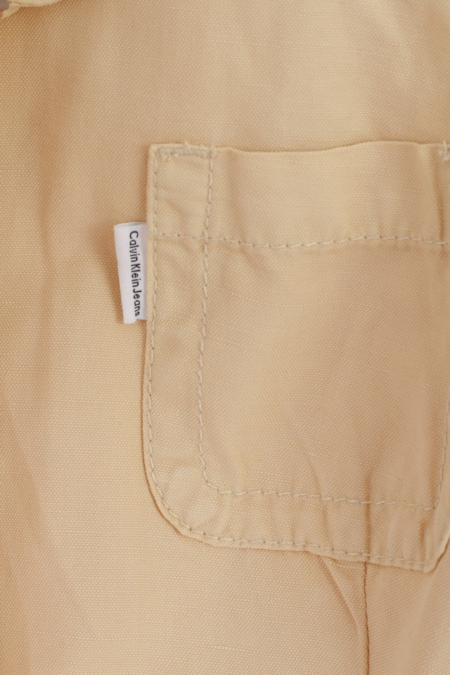 Calvin Klein Jeans Womens S Blazer Cream Cotton Three Pockets Classic Jacket