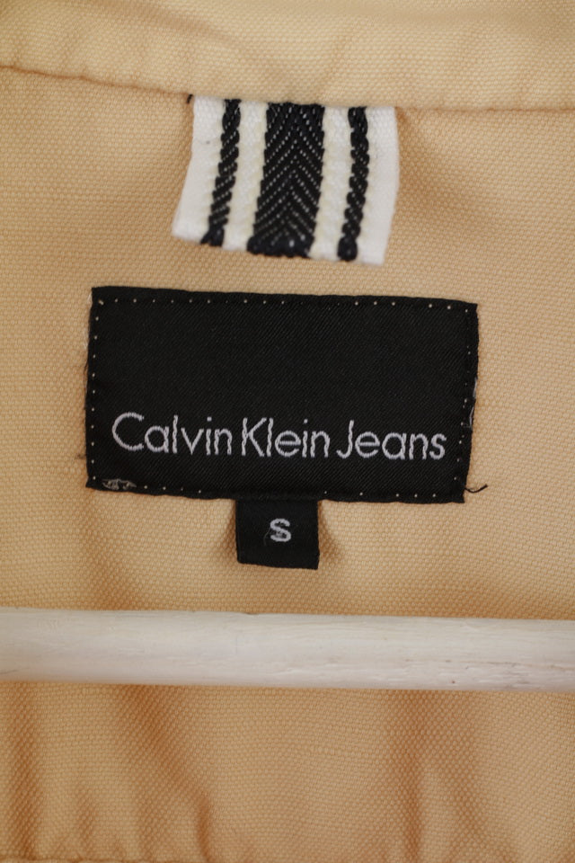 Calvin Klein Jeans Womens S Blazer Cream Cotton Three Pockets Classic Jacket