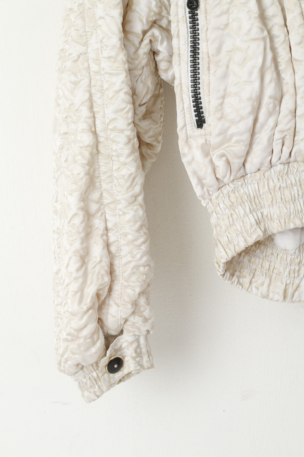 Giacca da donna Schneider 38 color crema, nylon lucido, impermeabile, vintage, Austria, da sci