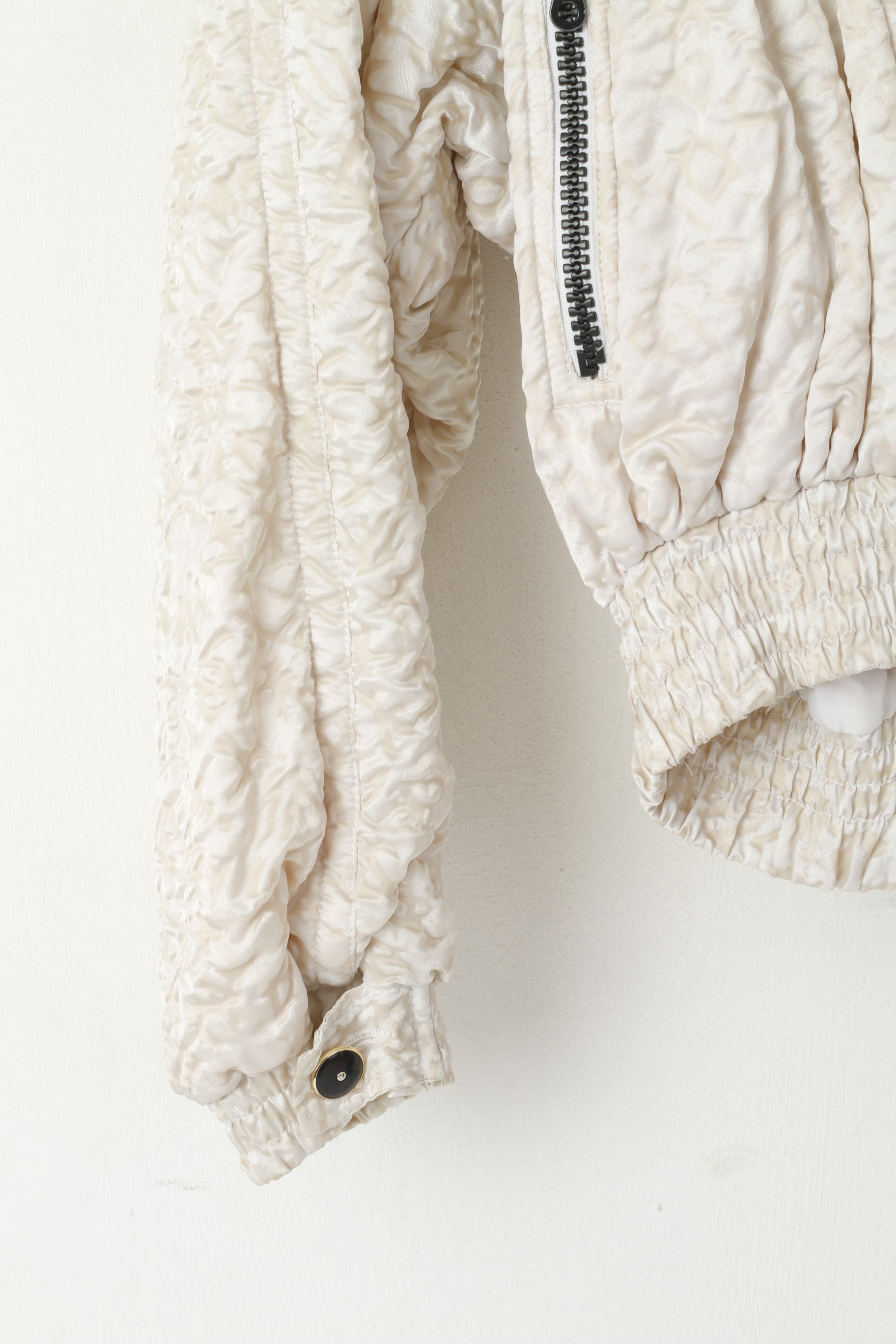 Giacca da donna Schneider 38 color crema, nylon lucido, impermeabile, vintage, Austria, da sci