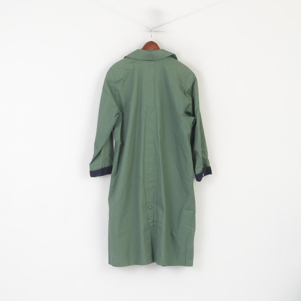 International Styling Danish Fashion Women 42 XL Coat Green Vintage Single Breasted Mac