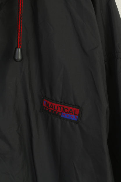 Joie de Vivre Women  L Jacket Black Nylon Waterproof Hooded Natuical Sports Top