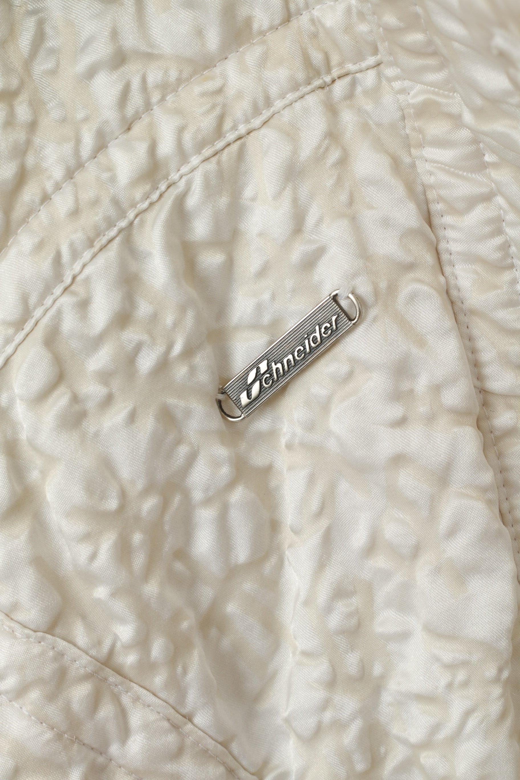 Giacca da donna Schneider 38 color crema, nylon lucido, impermeabile, vintage, Austria, da sci