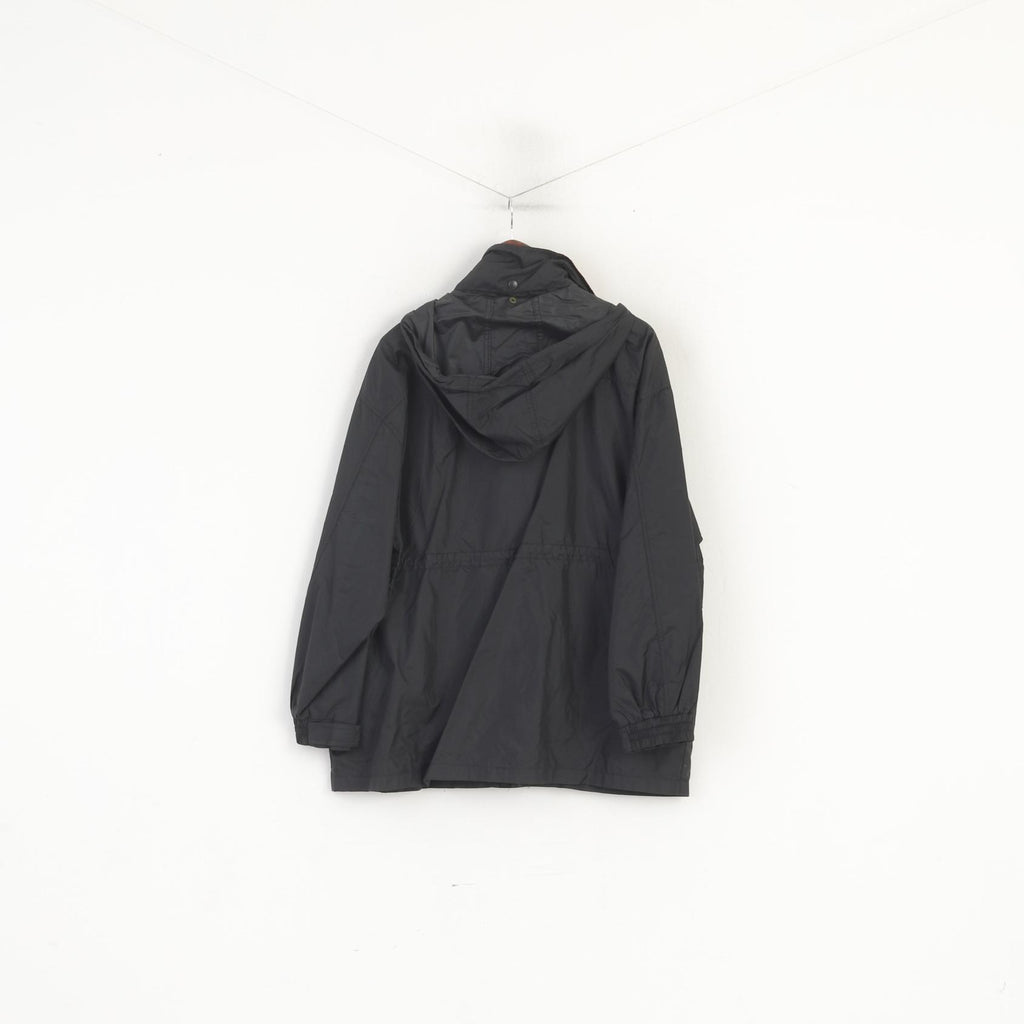 Joie de Vivre Women L Jacket Black Nylon Waterproof Hooded Natuical Sports Top