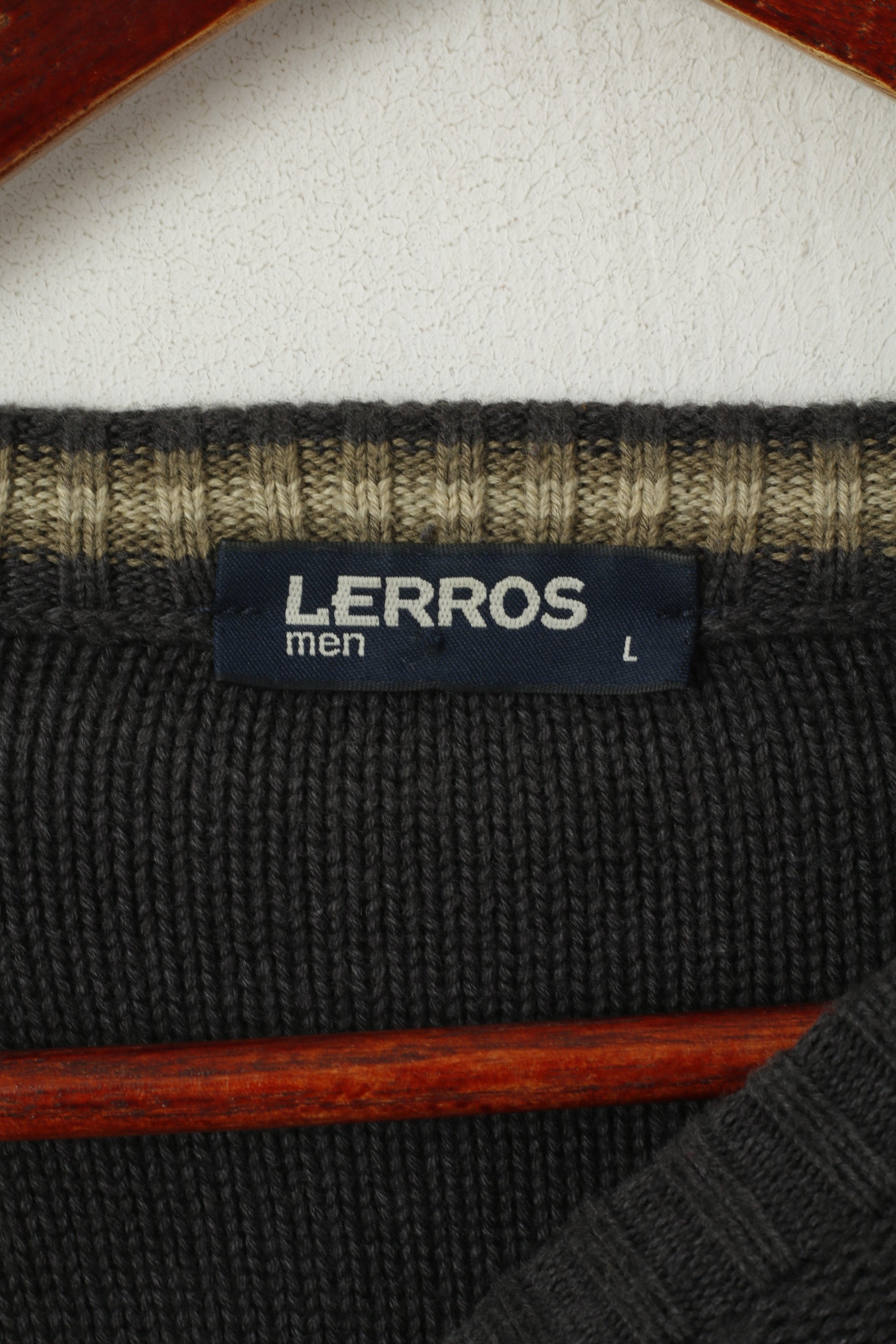 Lerros Uomo L Maglione Grigio Cotone Girocollo Deer Elk Isand Maglione del Parco Nazionale