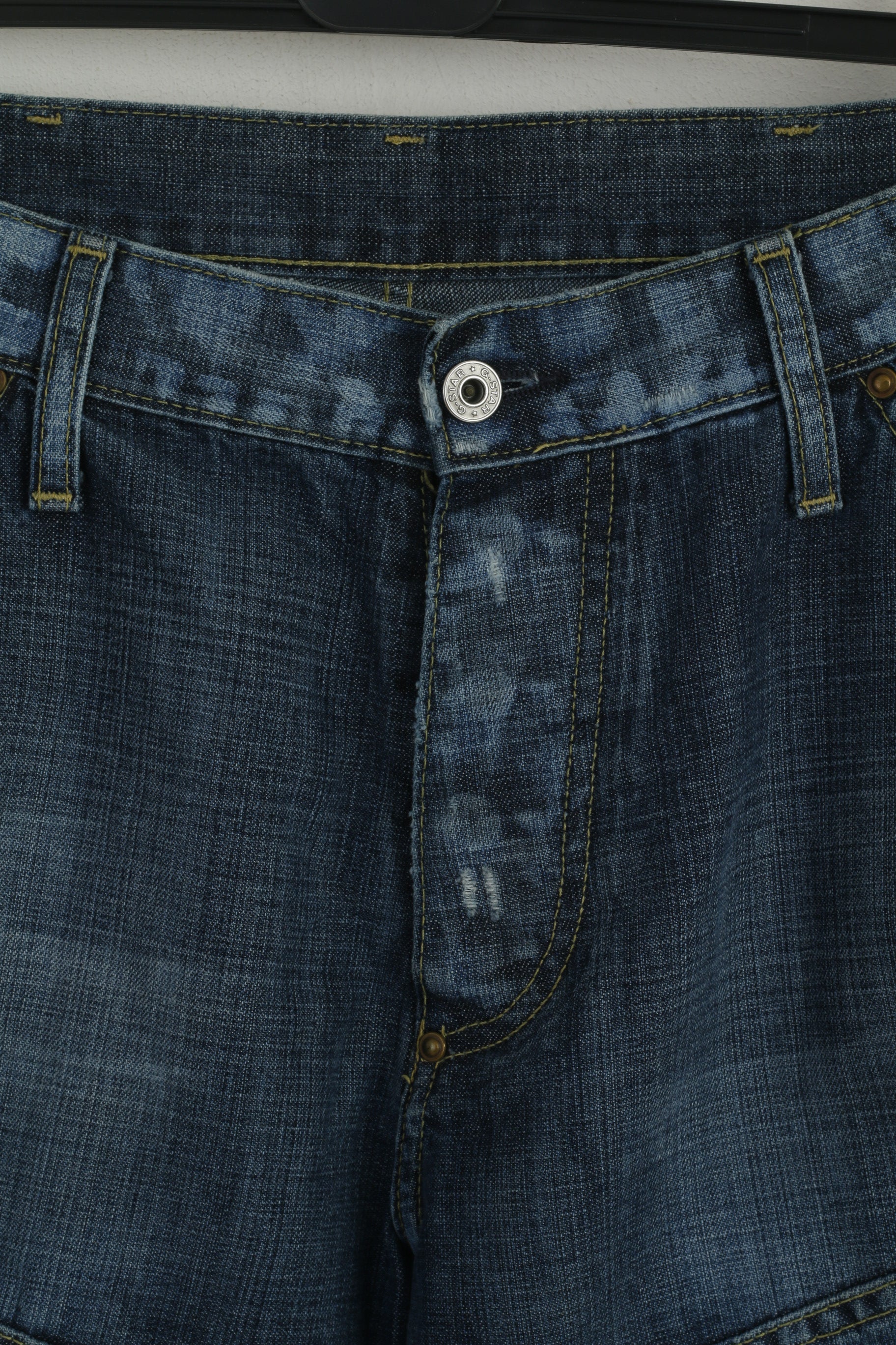 Pantaloni jeans G-STAR da uomo 32 Pantaloni in denim ricamato Elwood in cotone blu scuro