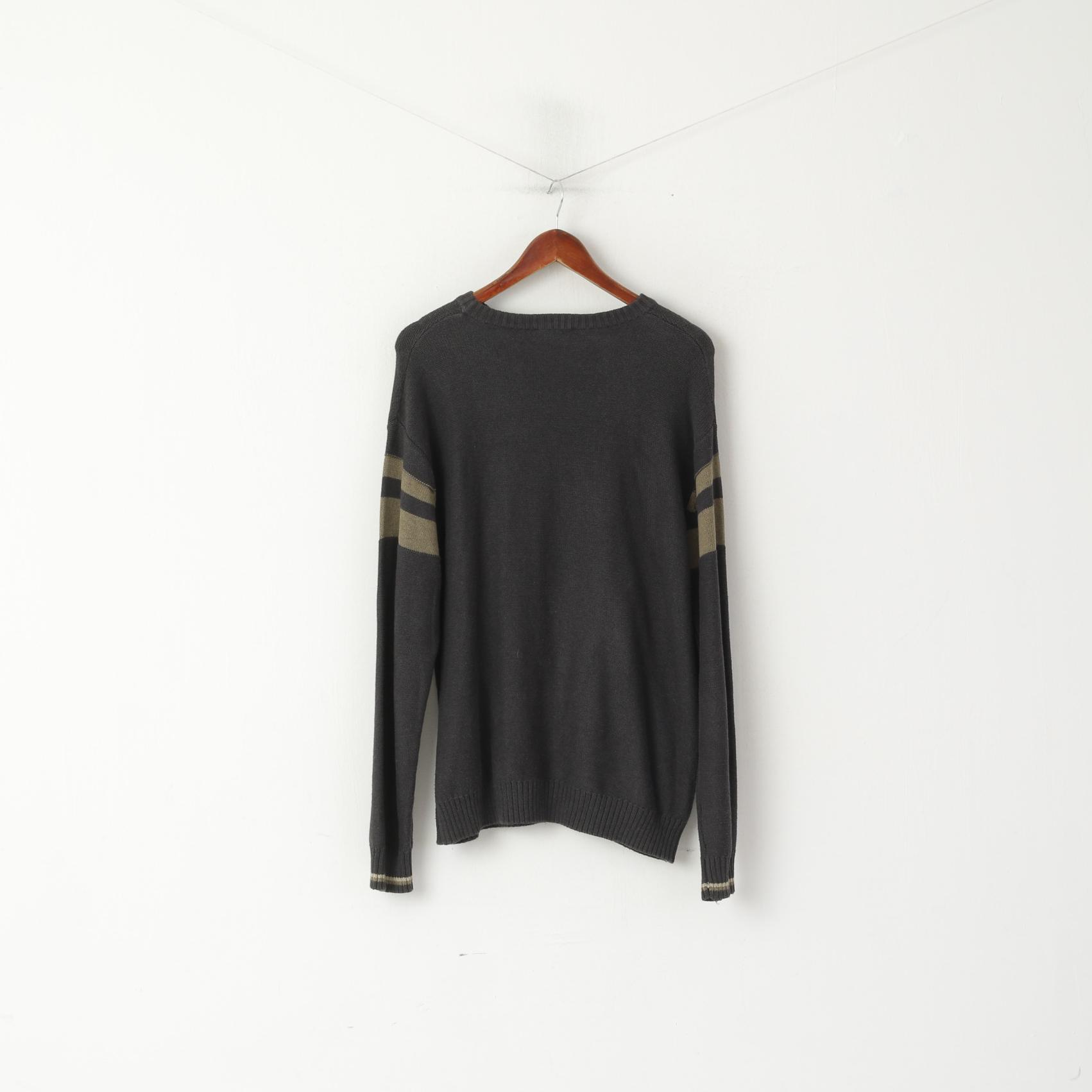 Lerros Uomo L Maglione Grigio Cotone Girocollo Deer Elk Isand Maglione del Parco Nazionale