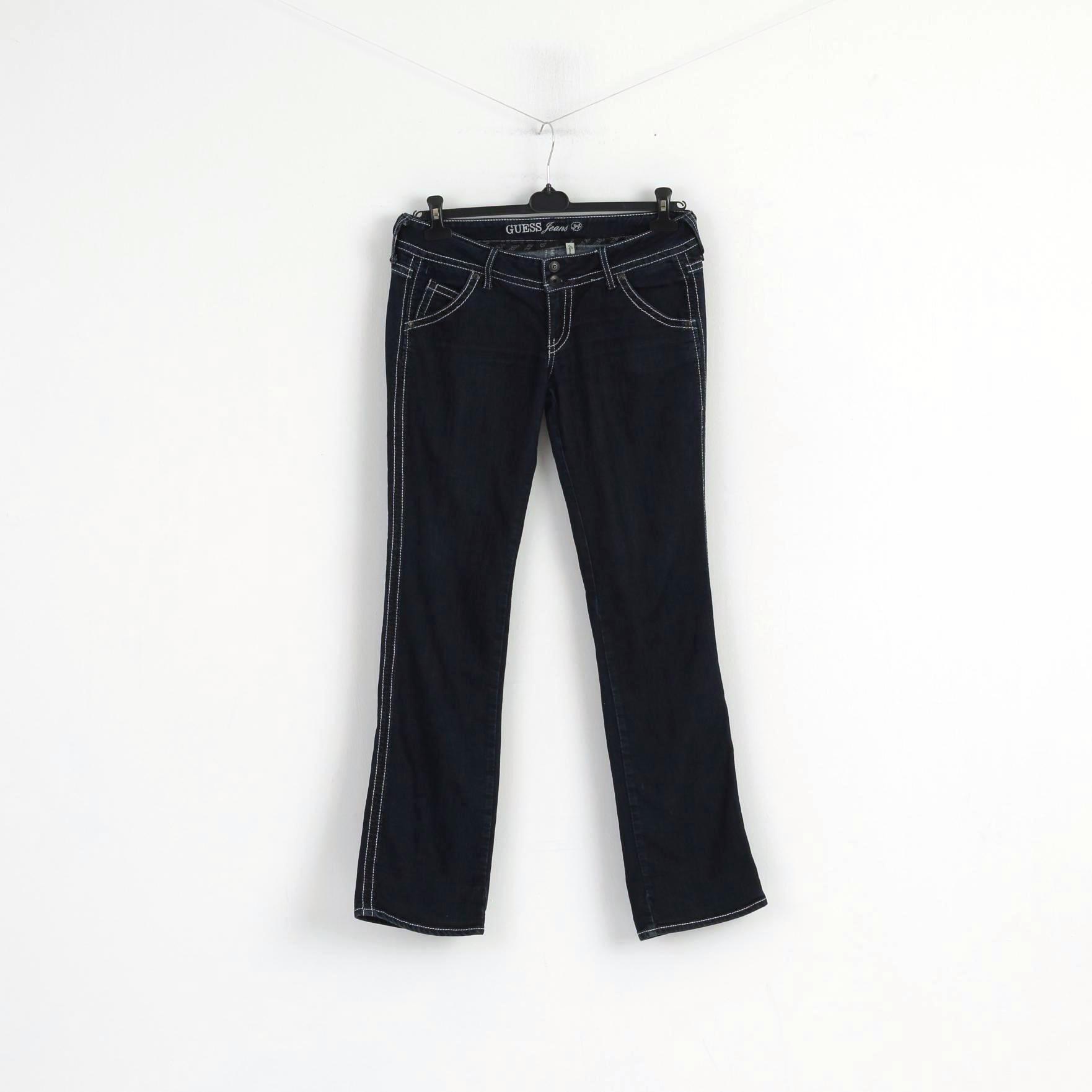 Guess Jeans Women 34 Jeans Trousers Navy Denim Cotton Regular Straight Pants