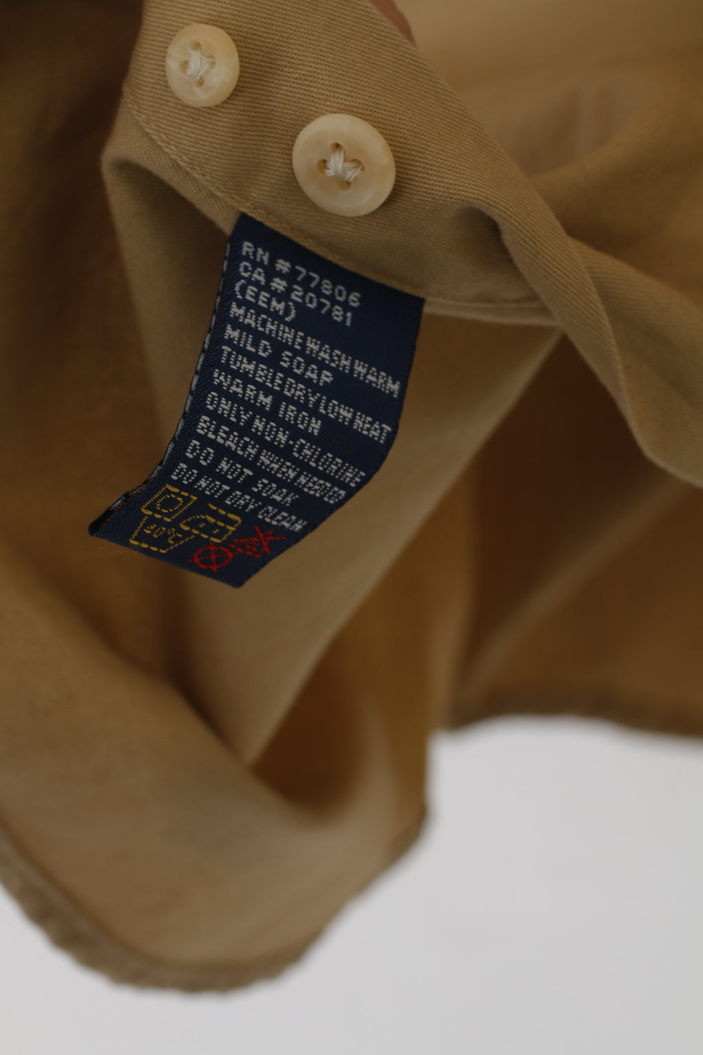 Tommy Hilfiger Men L Casual Shirt Beige Cotton Pocket Buttons Down Collar Top