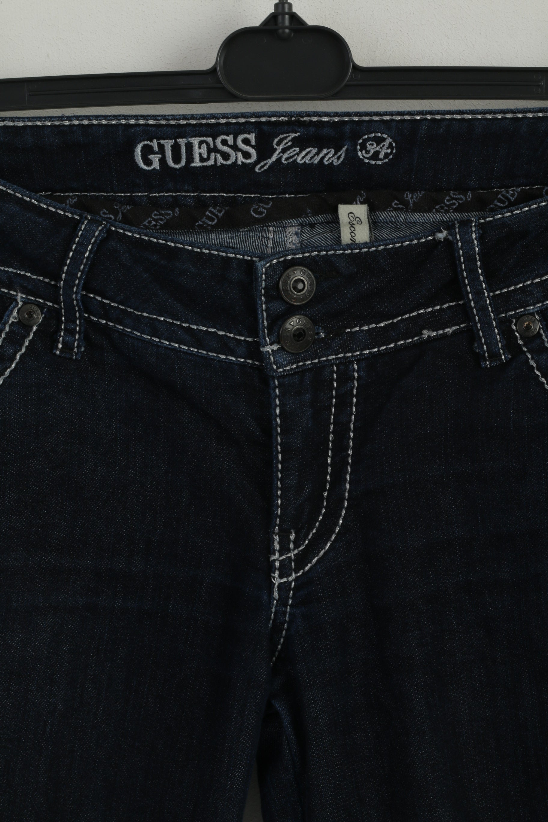 Guess Jeans Women 34 Jeans Trousers Navy Denim Cotton Regular Straight Pants