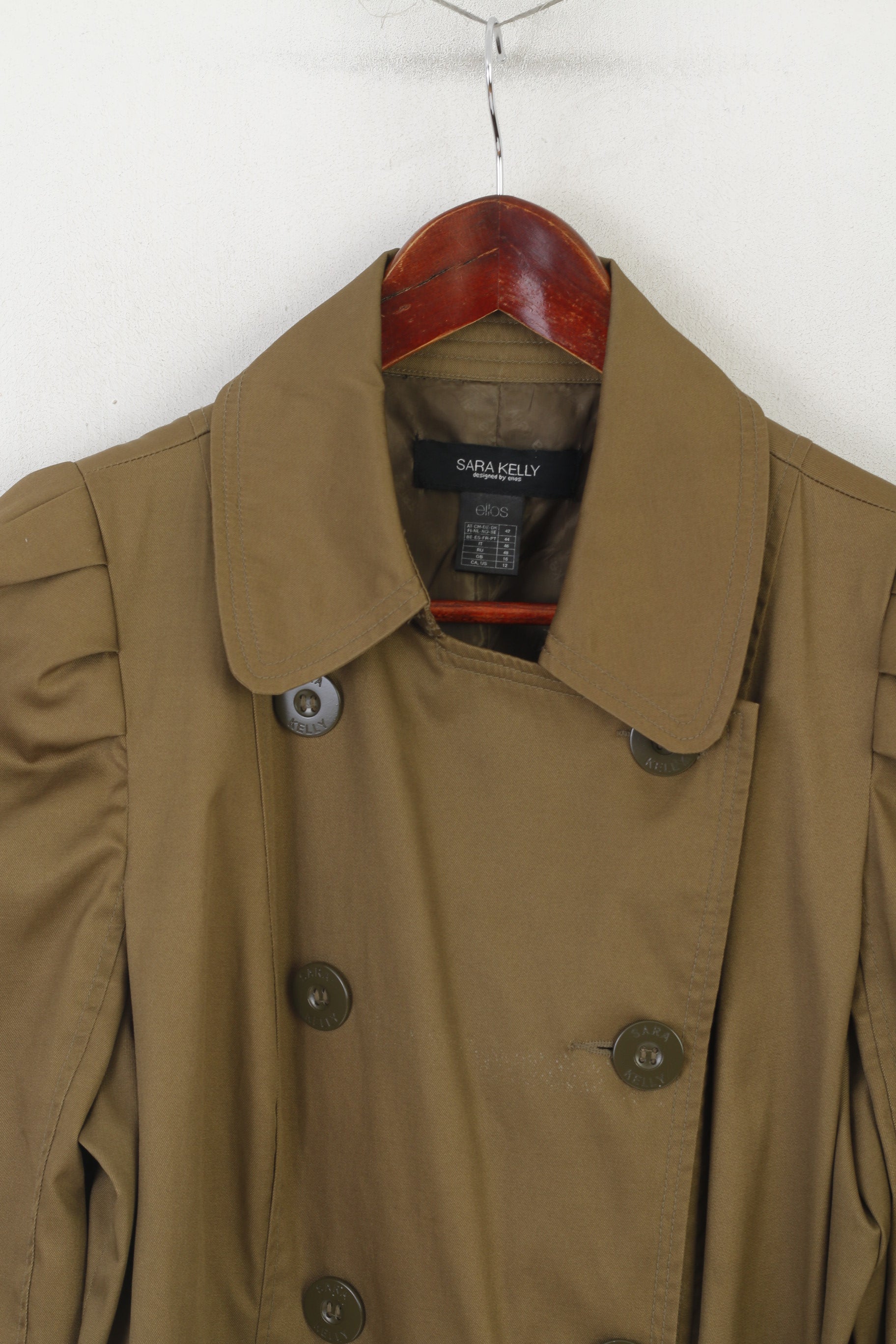 Sara Kelly by Ellos Women 16 42 Coat Gold Double Breasted Classic Shiny Top